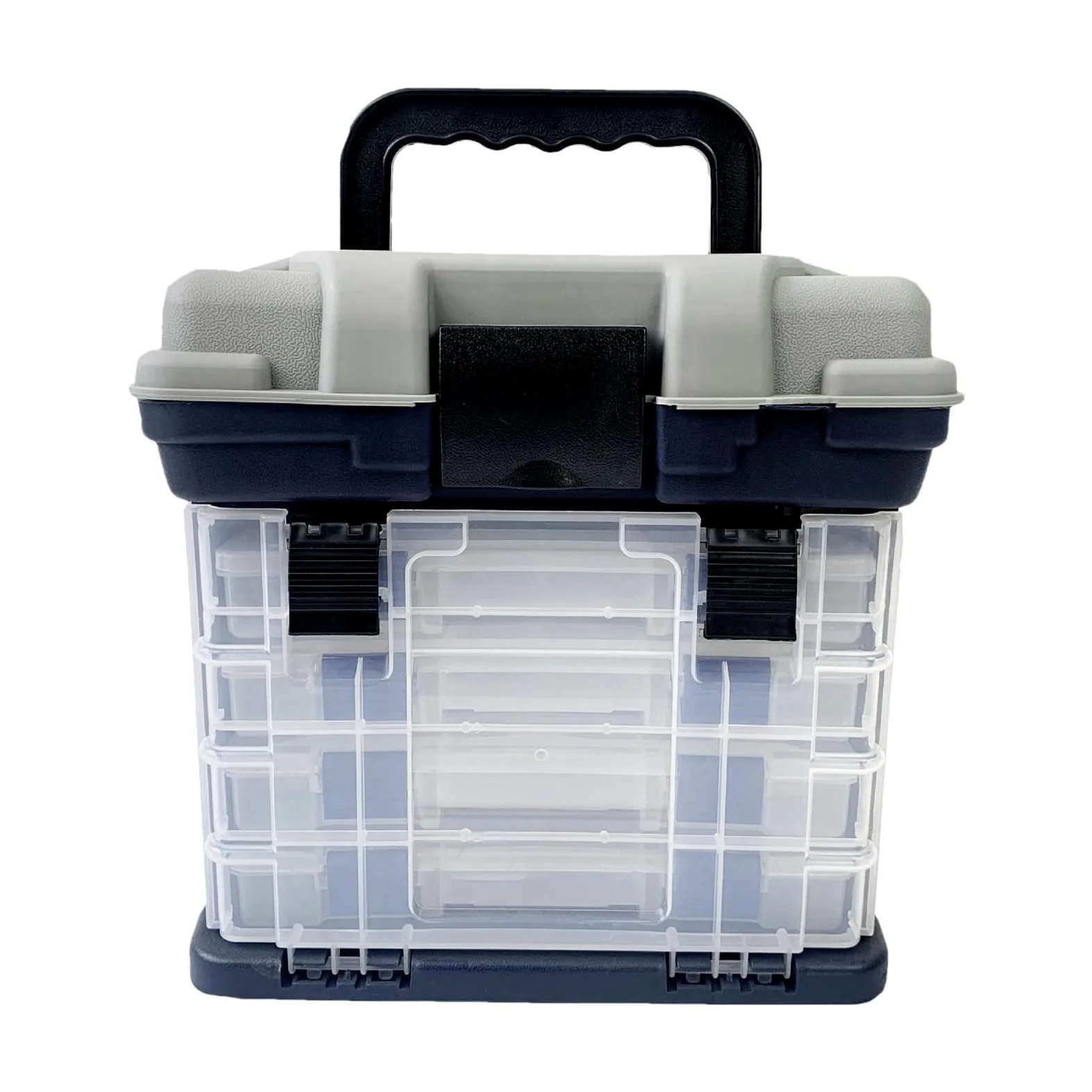 Caja de aparejos de pesca, organizador portátil de 4 capas con diseño de múltiples compartimentos, almacenamiento duradero para señuelos y anzuelos, ideal para organización de utilidad de pesca en el
