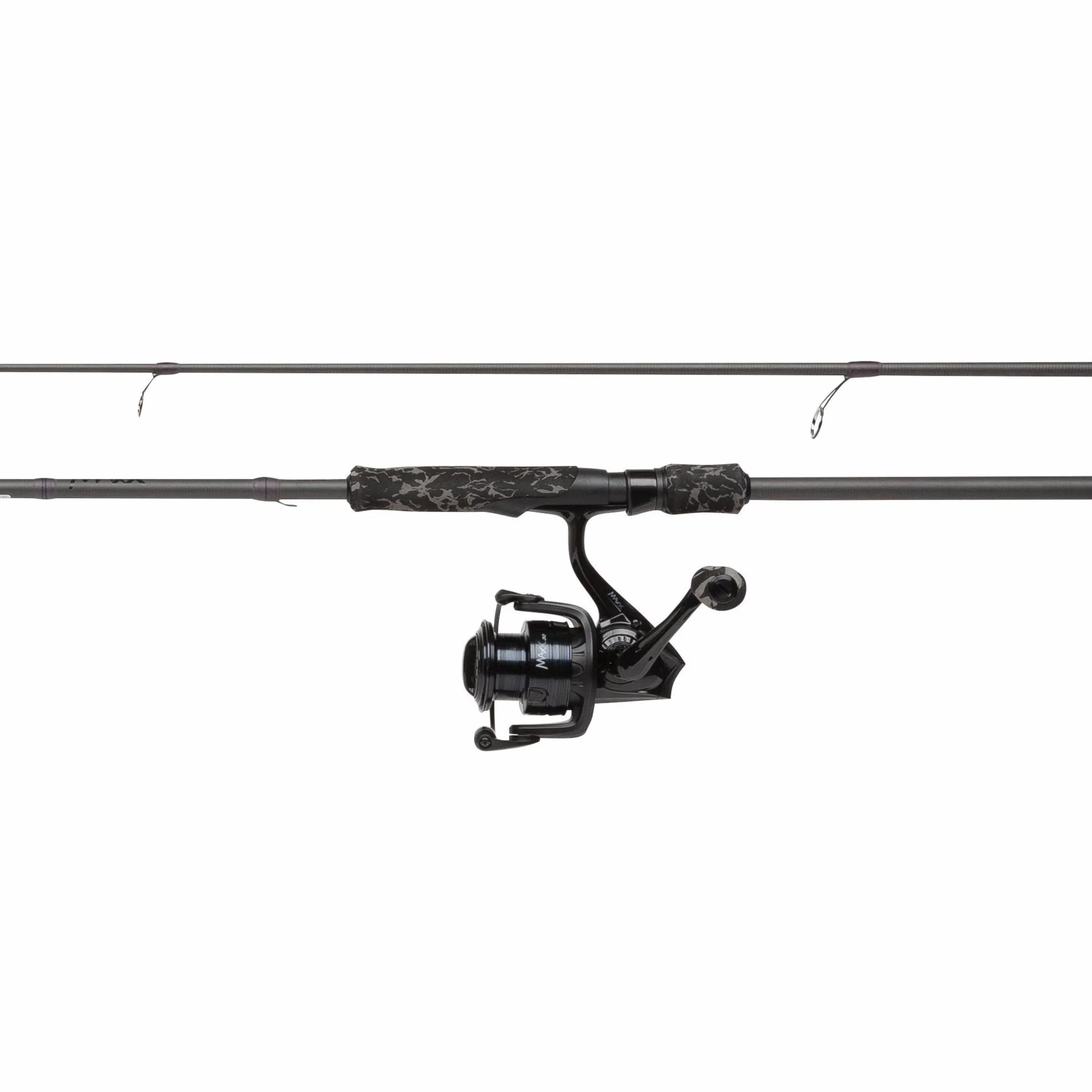 Abu Garcia MAX X Black Ops Spinning Combo | Caña y Carrete de Pesca Ligeros para Bass, Lucio y Trucha de Agua Dulce | Duradera | Carrete de Giro para Pescadores precargado| Varios tamaños