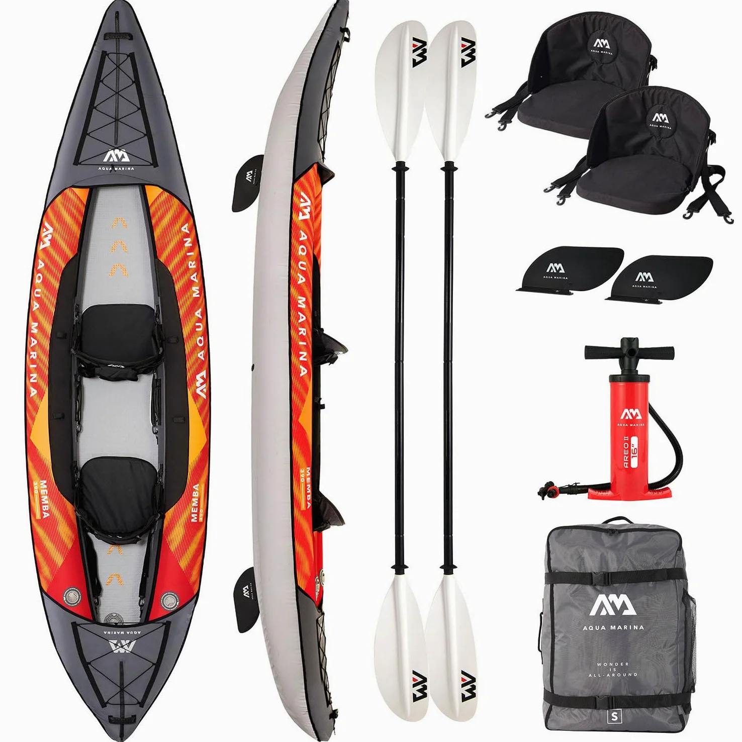 Aqua Marina Kayak hinchable | Inflatable Kayak MEMBA para 1-2 personas | Tecnología: Drop Stitch