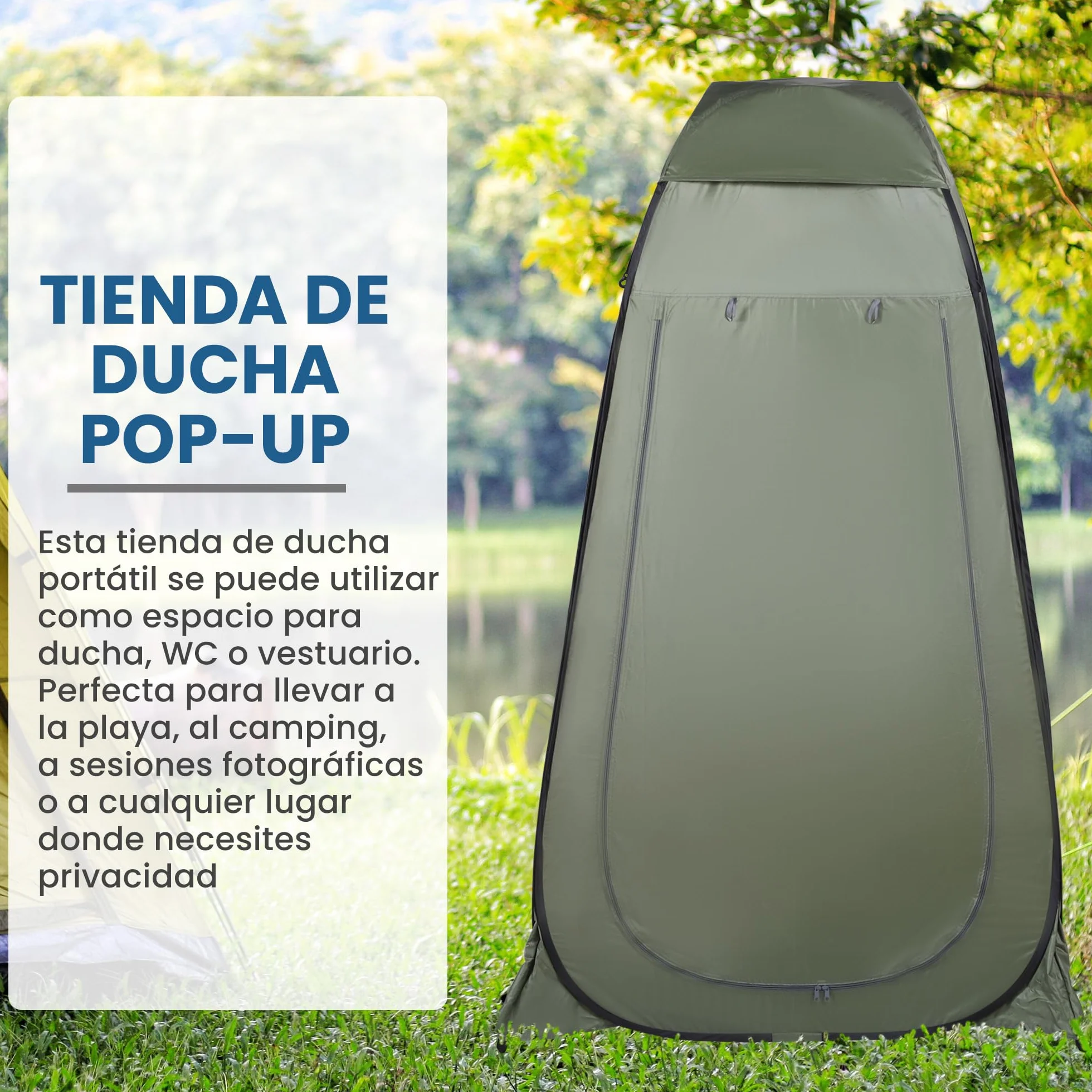 Outsunny Carpa Vestidor Plegable Portátil 120x120x190 cm con Funda