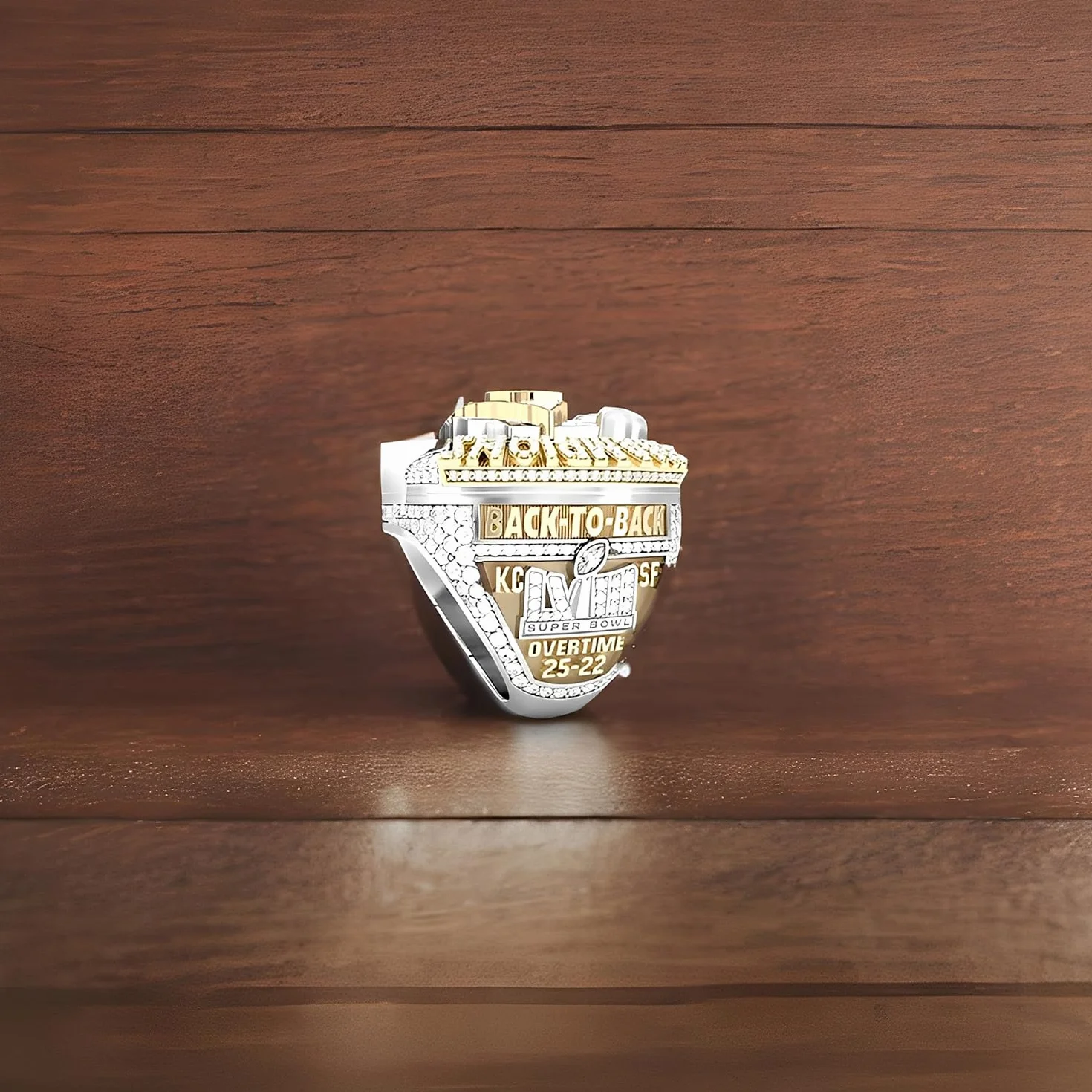 Anillo Campeonato KC 2024 – Anillo MVP Rugby, Recuerdo del 58º Super Bowl, Regalo para Hombres, Padres, Amigos, Fans de los Chiefs & Amantes del Fútbol