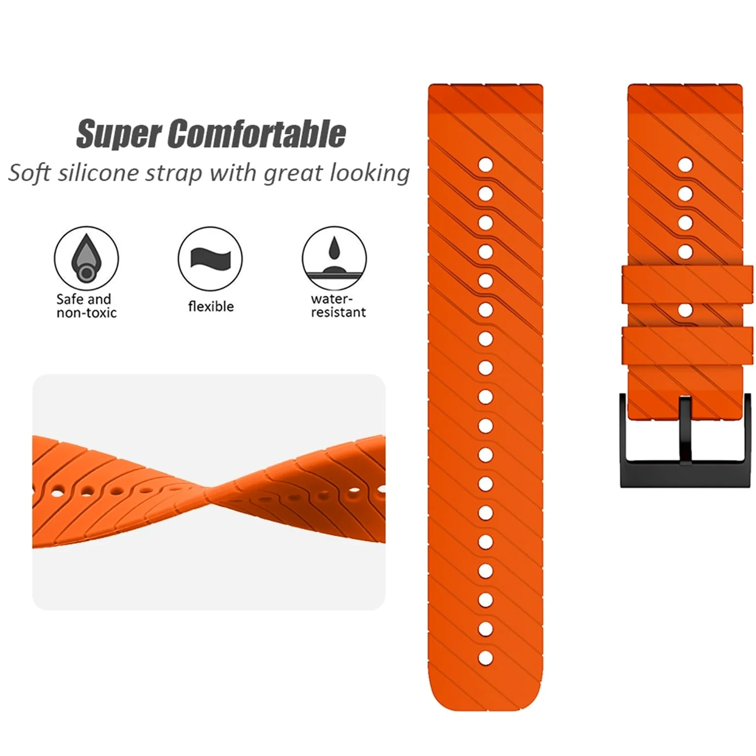 HABITZ Correas de reloj deportivas de silicona compatibles for SUUNTO 9 Baro Bands Reemplazo de pulsera de silicona suave compatible for SUUNTO Spartan /9 Baro Copper Strsp
