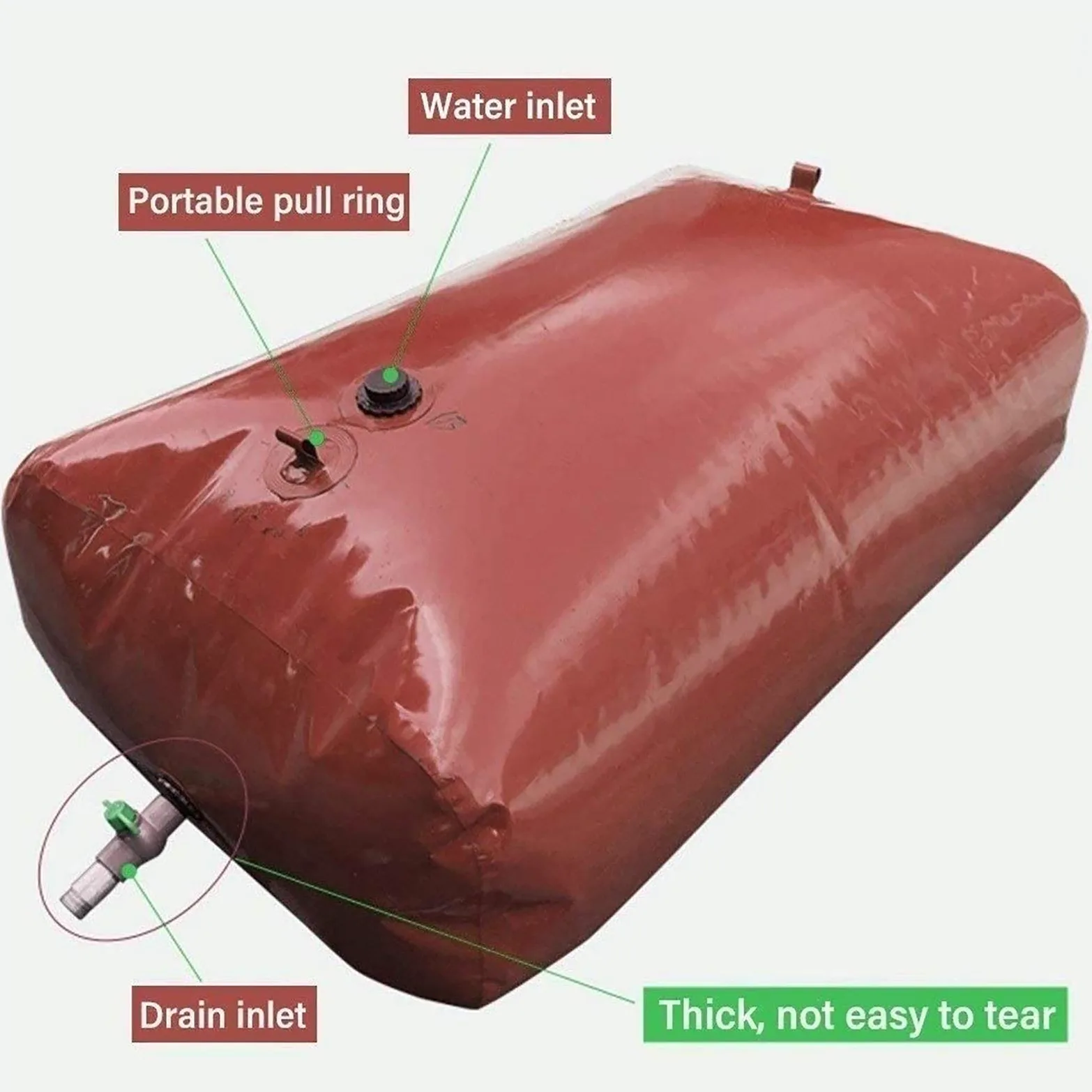 Tanque de Agua Blanda Plegable portátil, Tanque de Agua Flexible con Grifo, Cubo de Almacenamiento de Agua Resistente a la sequía para Exteriores, fácil de Transportar (Tamaño: 500L / 5x0.9x0.4m
