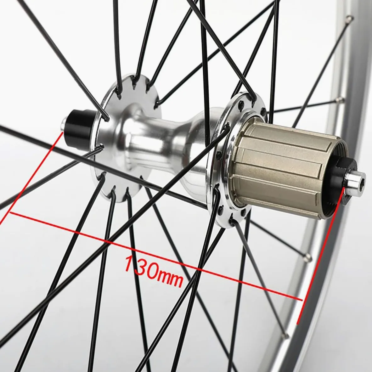 Juego De Ruedas BMX 20'' Llantas De Bicicleta Plegables 406/451 Freno C/V | 74/130mm Ruedas De Liberación Rápida Bujes 16/24H Para Cassette 8/9/10/ 11 Velocidades(Silver,451)