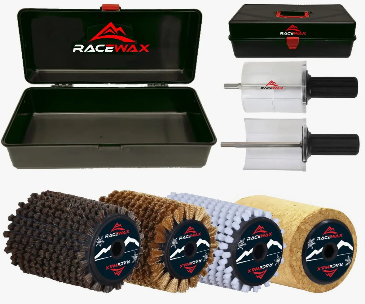 RaceWax Juego de cepillo Roto de 120 mm, corcho, nailon, pelo de crin, cobre, cepillo roto