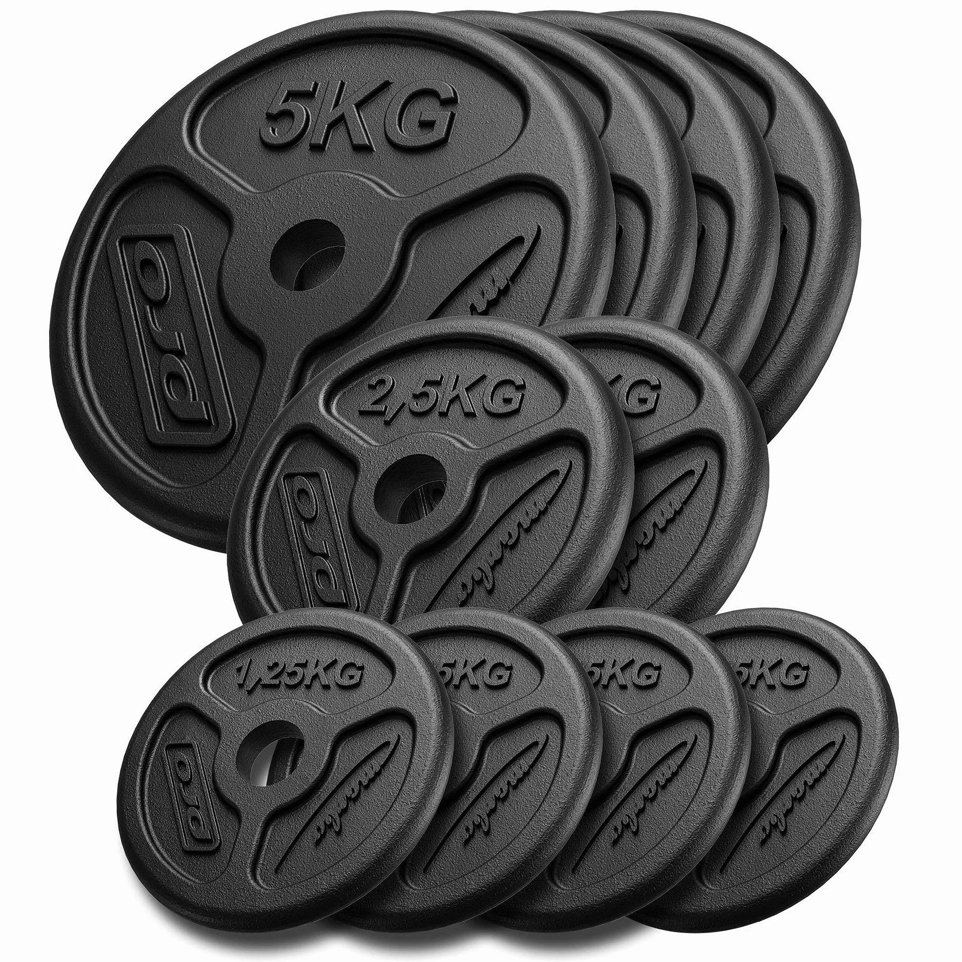 Marbo Sport Juego de pesas de pesas planas de hierro fundido ø30 / 31 mm | Establecer opciones de 30 kg / 50 kg / 60 kg | Made in UE