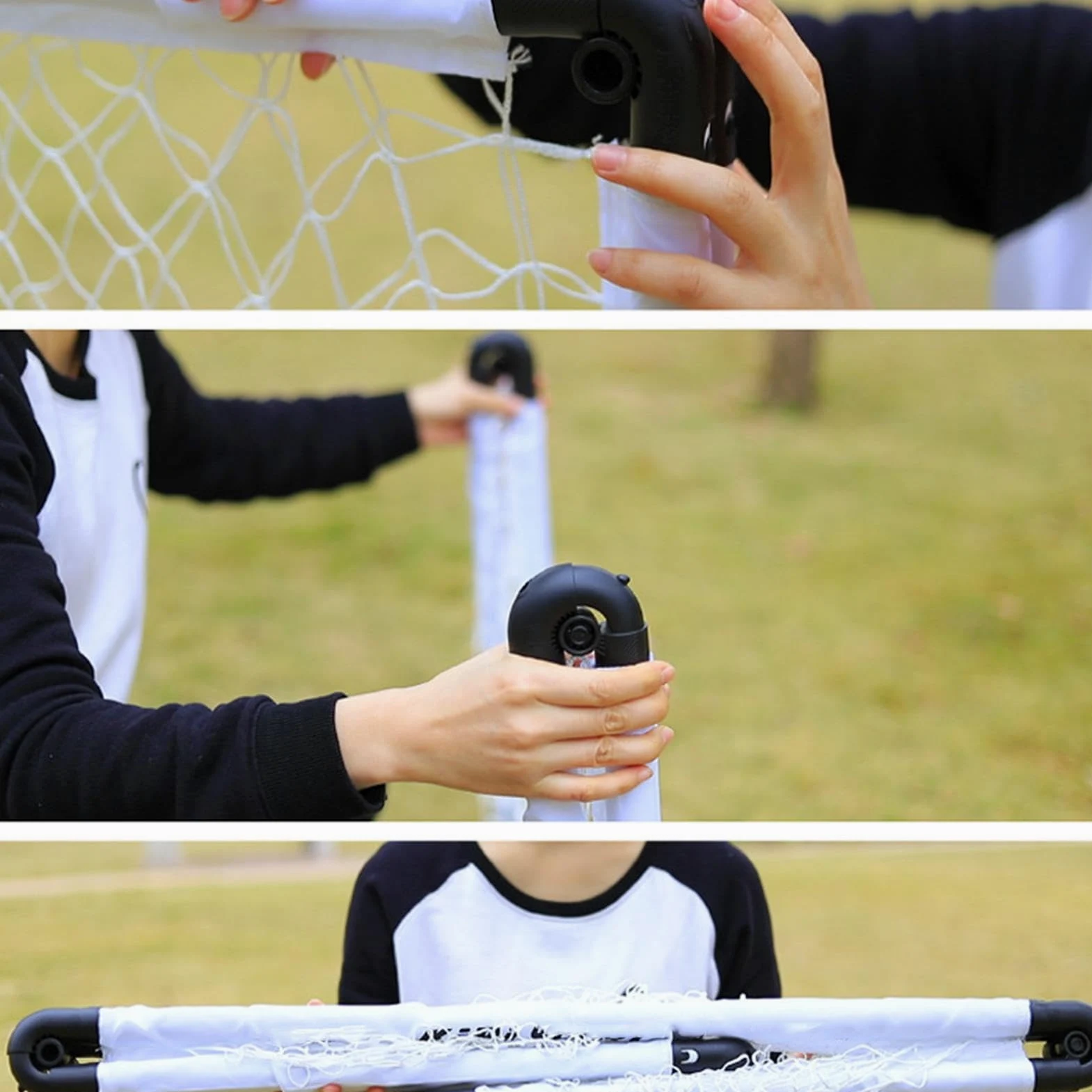 Portería de fútbol para niños, portería de fútbol juvenil con bomba de balón, bolsa de transporte, red de práctica, equipo de entrenamiento de fútbol plegable para patio, jardín, parque