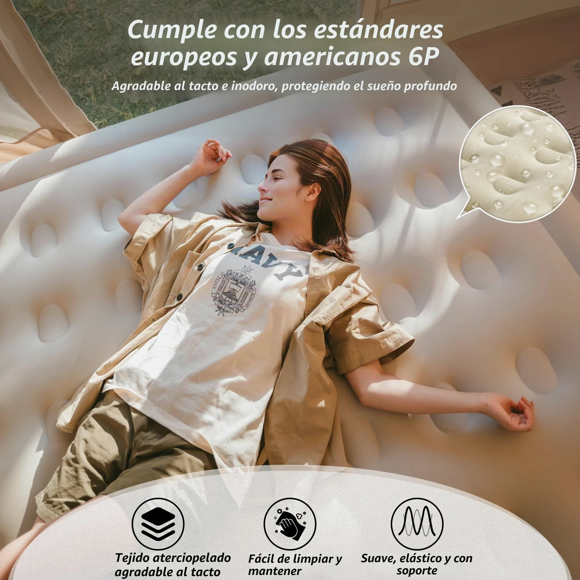 Naturehike Colchón Hinchable 3 Personas con Bomba Integrada Recargable - 200x180x38cm Cama Hinchable para Camping y Casa - Colchón Inflable Portátil y Resistente