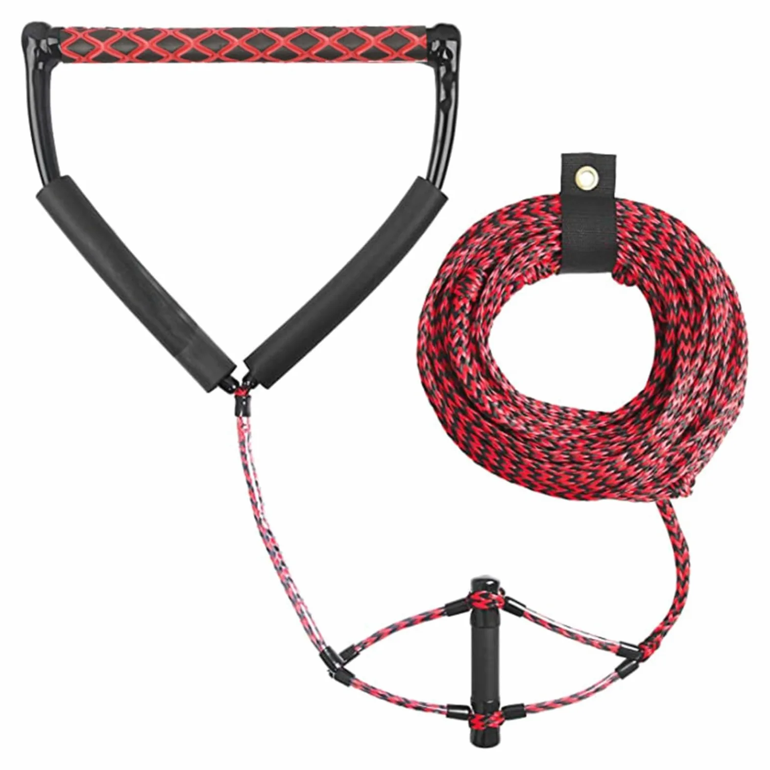 Cuerda de wakeboard ajustable de 75 pies, para línea de esquí acuático resistente con mango de EVA antideslizante, cuerda de remolque de tubo flotante para principiantes y