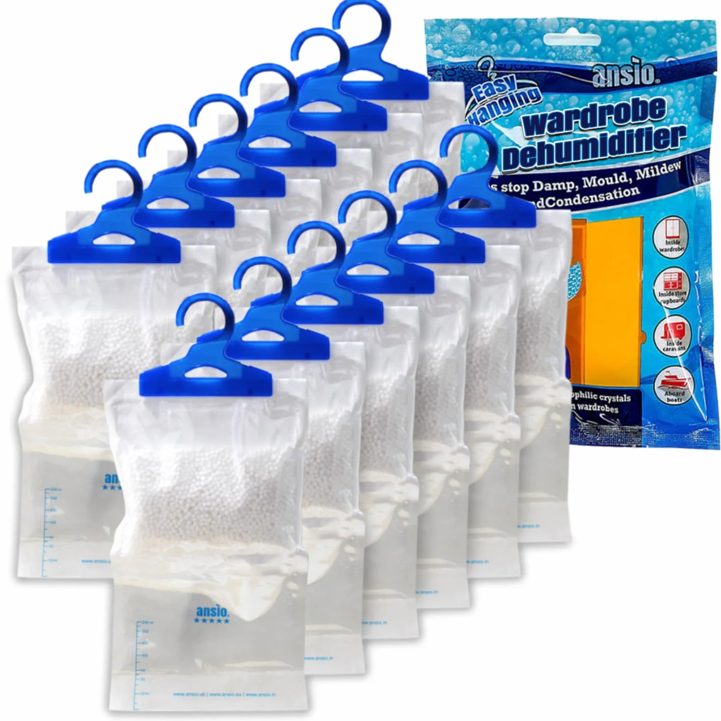 ANSIO Bolsas Colgantes Deshumidificadores Armario 210g Absorber Humedad Moho
