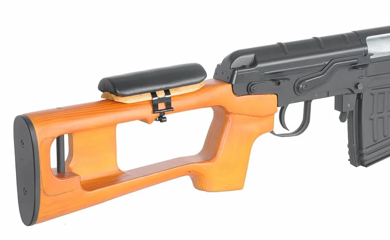 Réplica de Rifle de Francotirador de Airsoft Modelo Dragunov SVD o SWD accionado por Muelle de Madera Real de la Marca AGM - Potencia 1,2 Julios