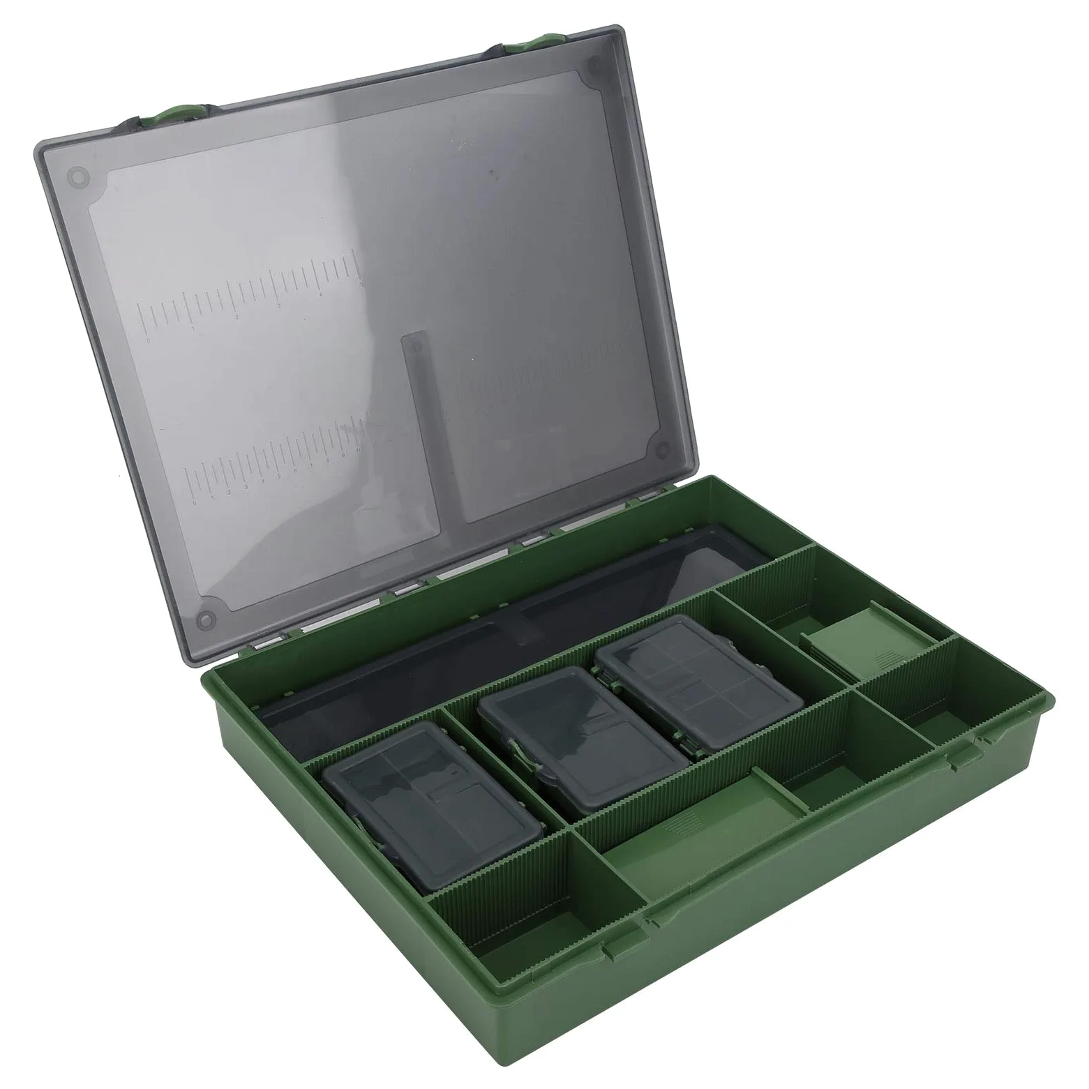 Bediffer Caja de Aparejos de Pesca de Gran Capacidad, Estuche de Almacenamiento Duradero para Accesorios de Pesca con Reglas, 365x285x55mm