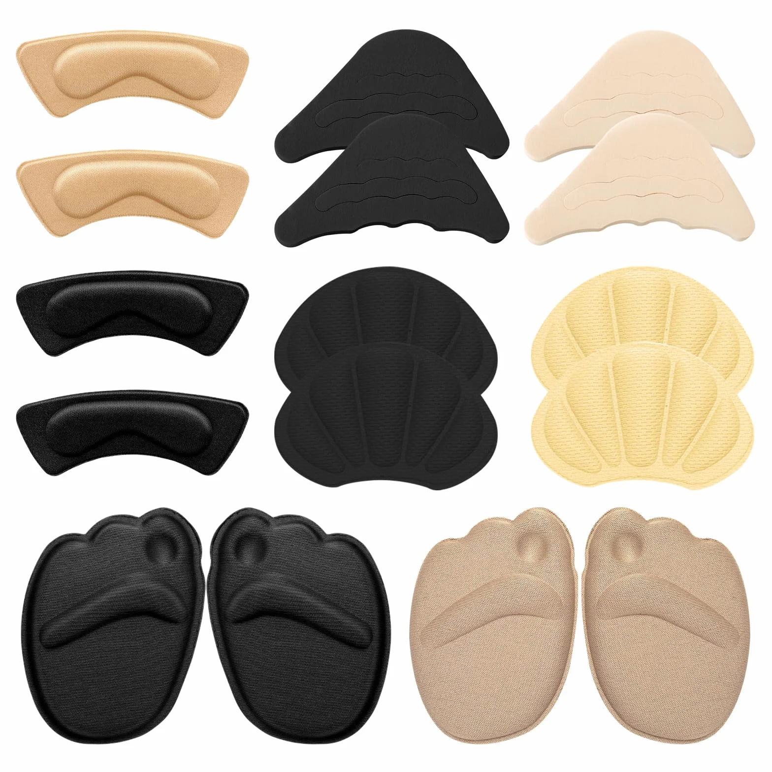 Sibba 8 pares taloneras antideslizamiento almohadillas para zapatos grandes protector talón mujer relleno zapato protector dedos tapón