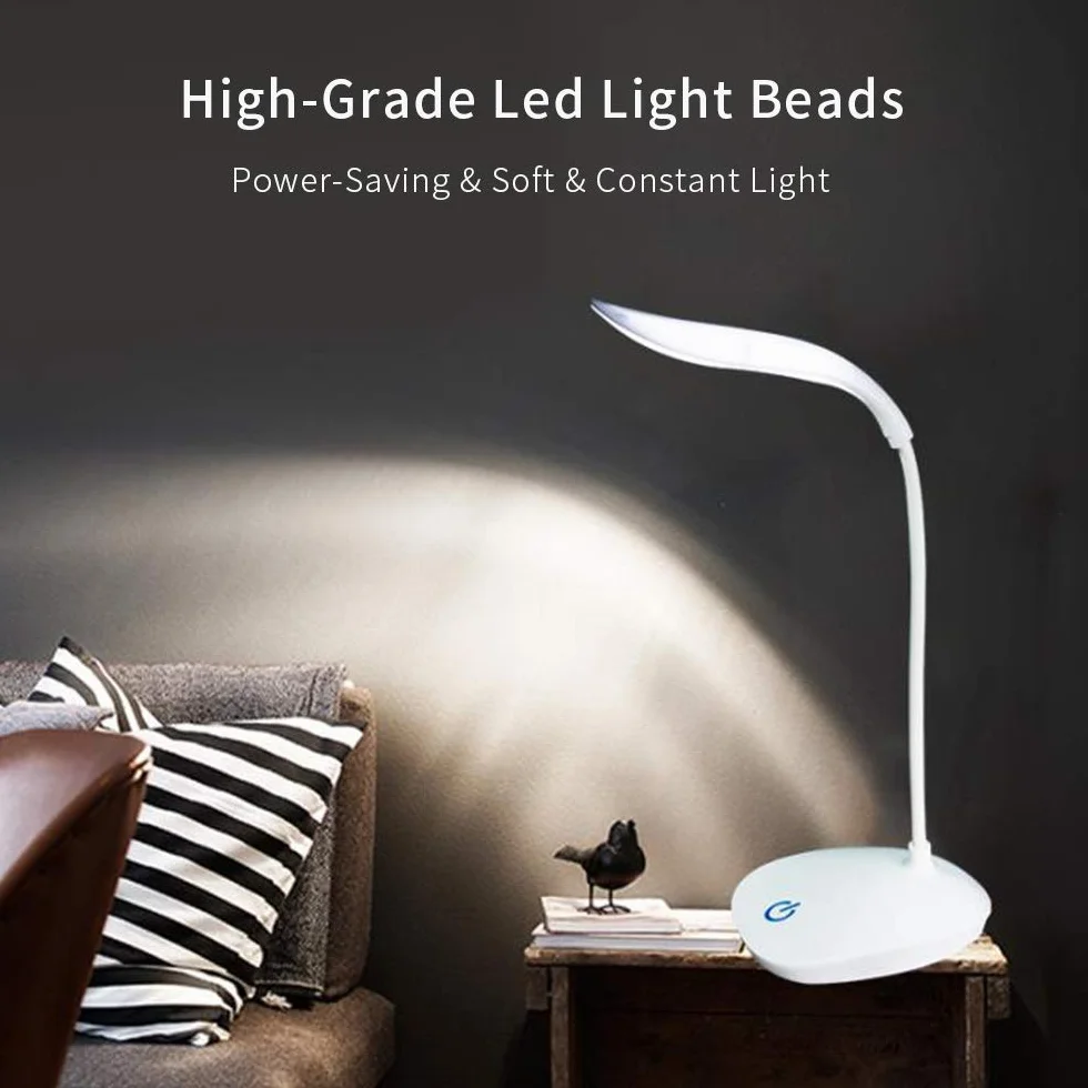 Lixada Lámpara de Escritorio LED Recargable USB Portátil Manguera Flexible Control Táctil