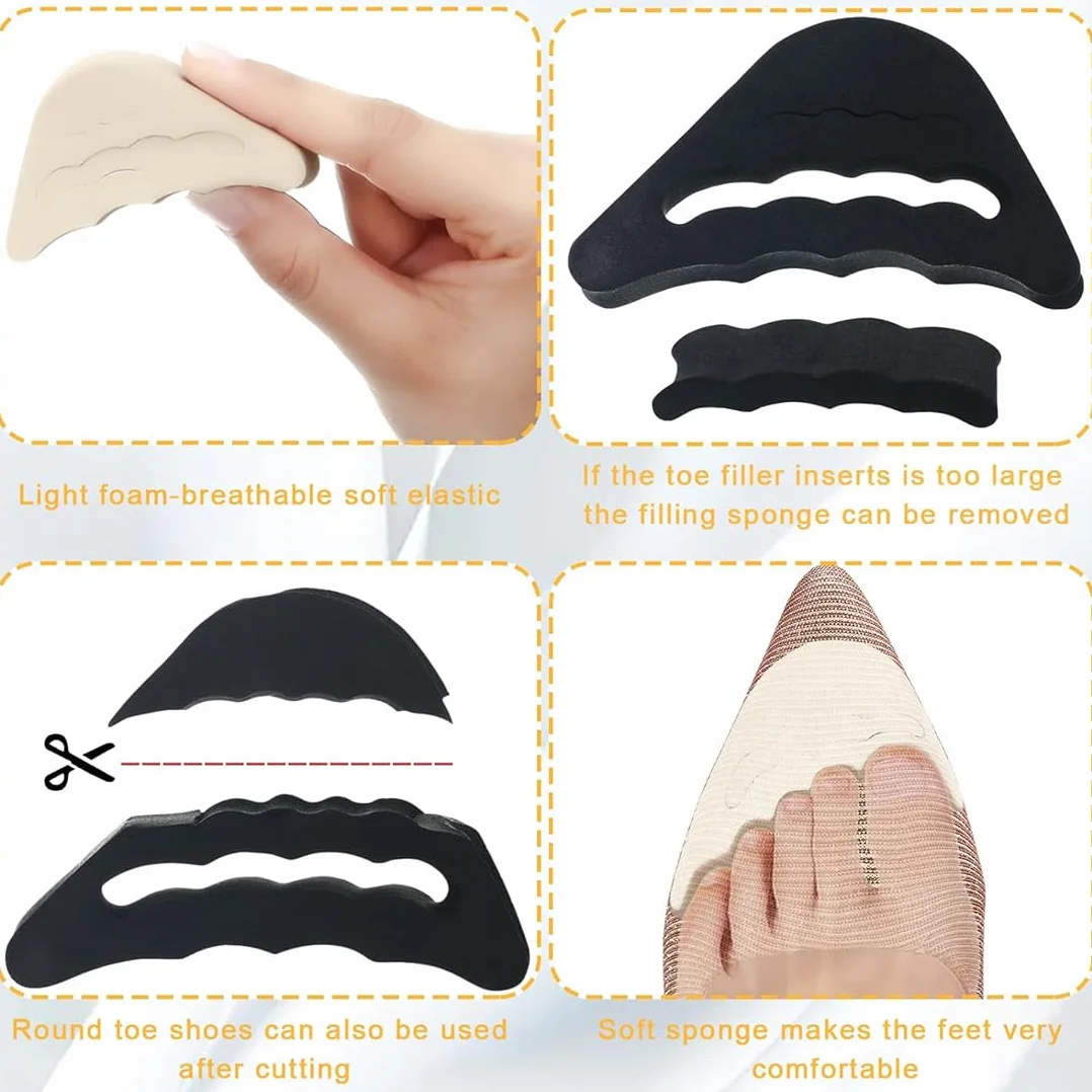 Plantillas Rellenos de Zapatos Ajustables Agarre de Talón Almohadillas Adhesivas Reutilizables, 4 Pares