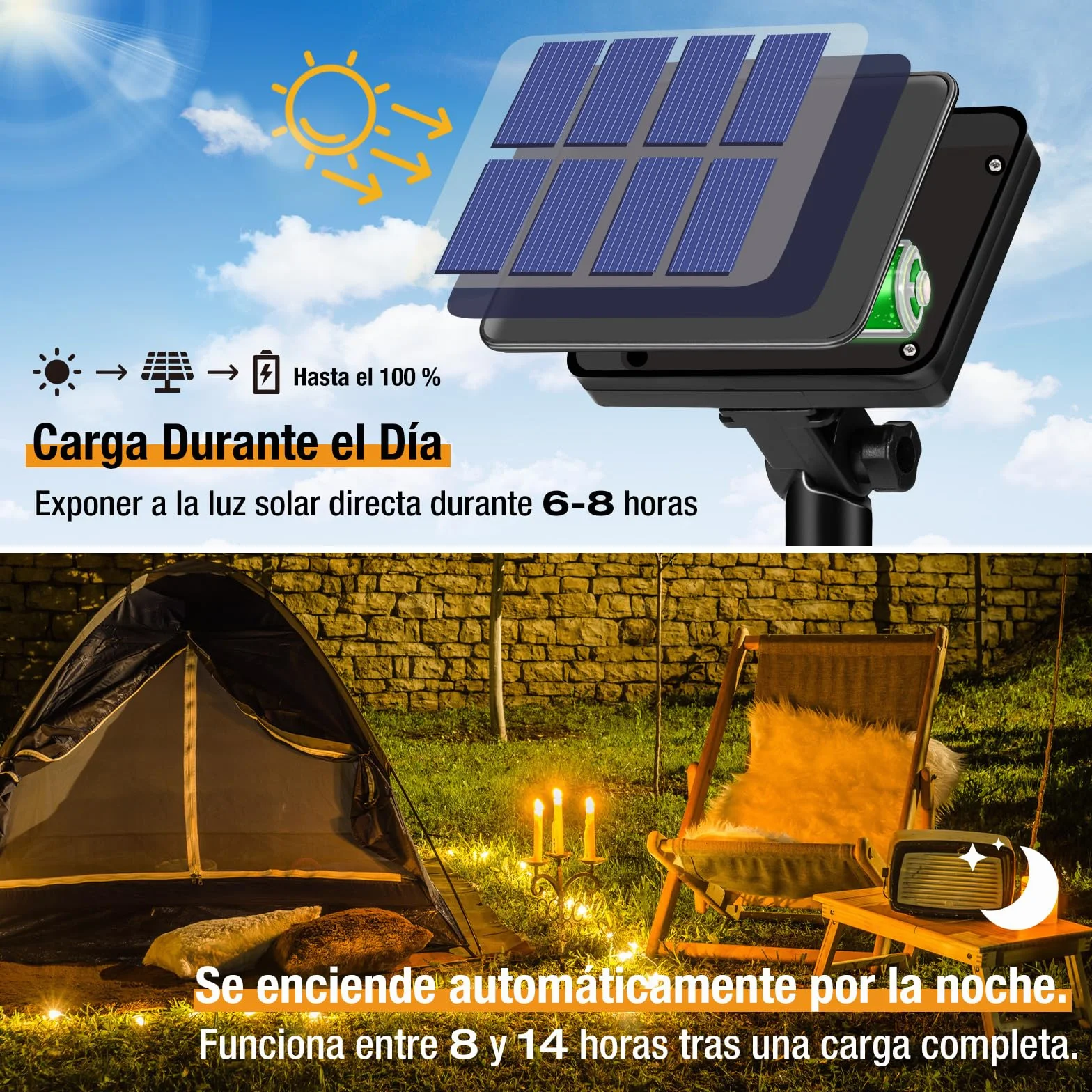 btfarm Guirnaldas Luces Exterior Solar 30M 300 LED 8 Modos Blanco Calido