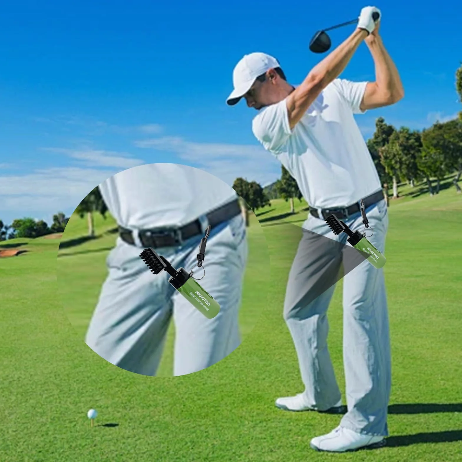 Cepillo limpiador de palos de golf con botella de spray, capacidad para 5 onzas de agua, herramientas de limpieza de golf portátiles y kits de limpieza de ranuras que son más ecológicos