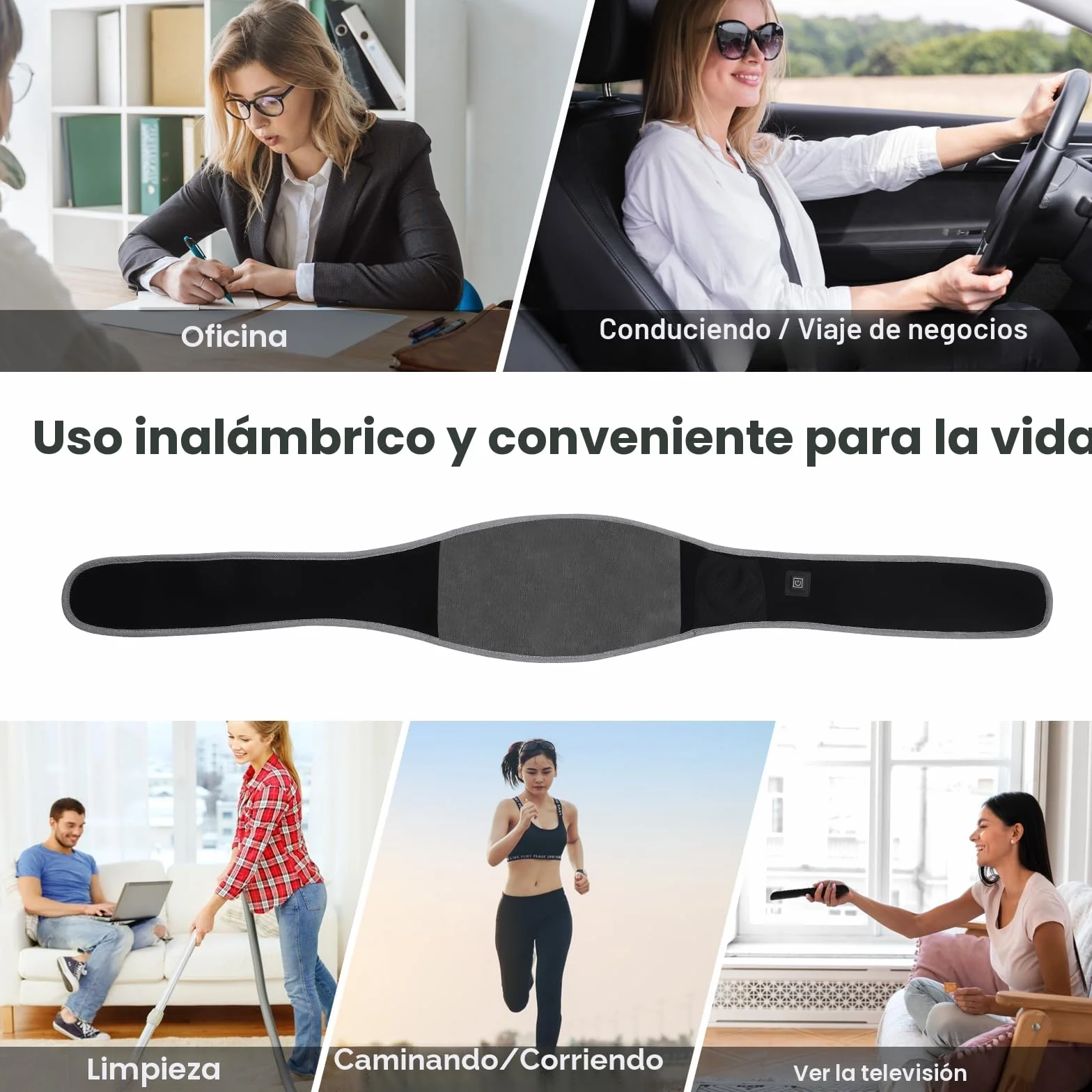 Manta Electrica Lumbar, Almohadilla Eléctrica con Batería de 5000mAh & 3 Niveles de Temperatura, Esterilla Eérmica Electrica con Apagado Automático para Espalda, Cuello, Hombros y Vientre