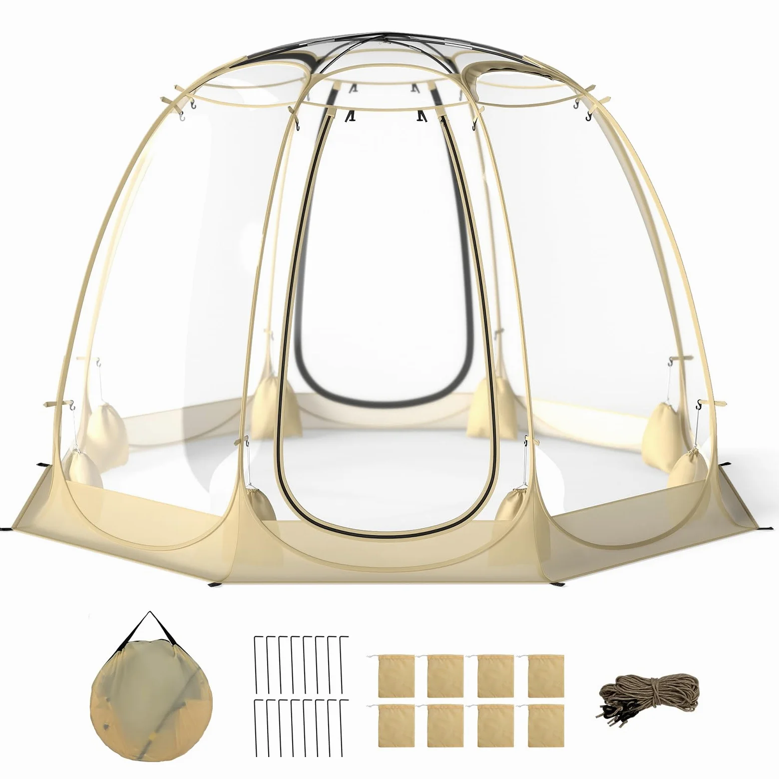 HOMASIS Tienda de campaña Transparente, Tienda instantánea desplegable para 6-10 Personas, Casa de Pantalla portátil con Bolsa de Transporte para Camping