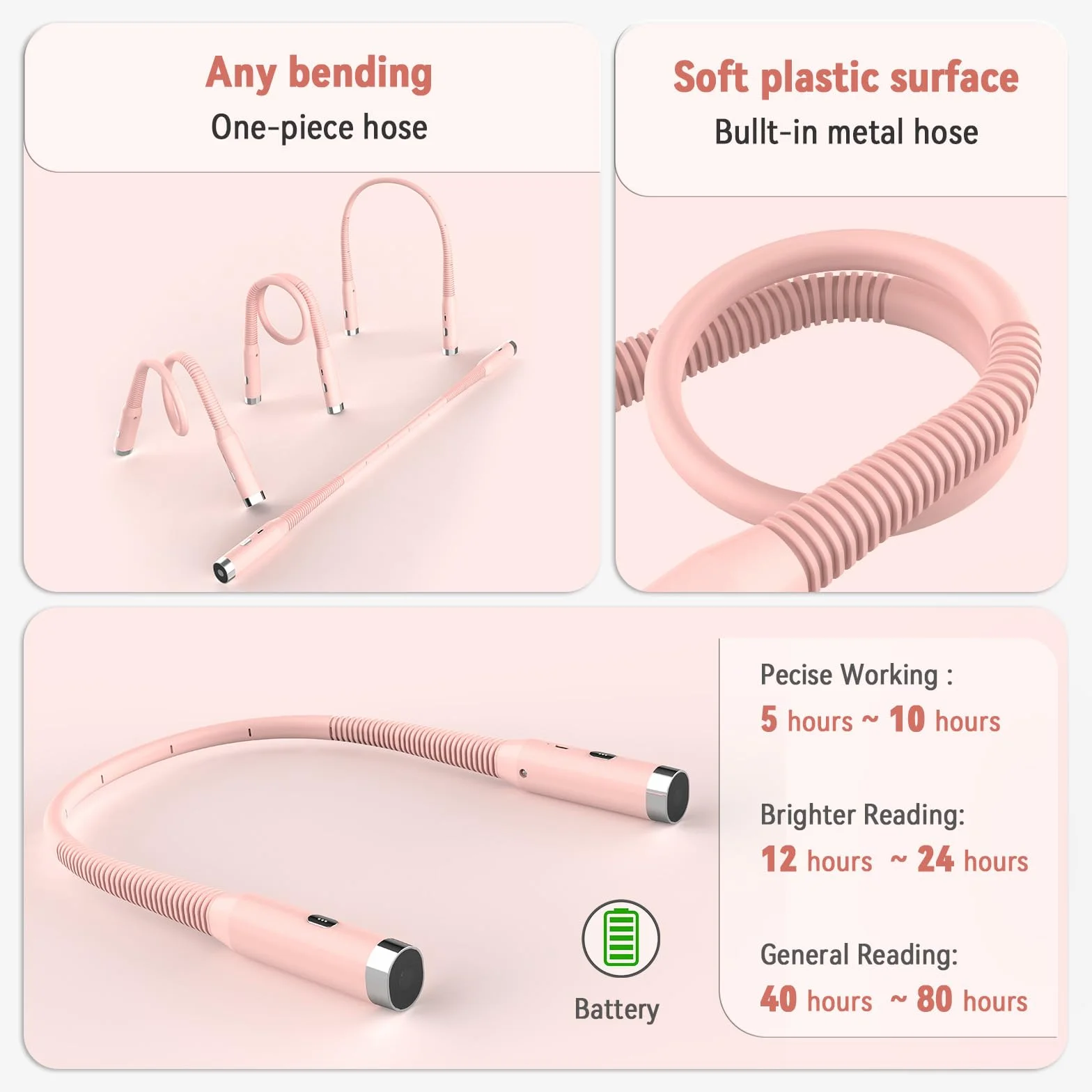 Diboniur Lámpara de Lectura USB Recargable LED, 3 Colores y 3 Niveles de Brillo Ajustables, Luz para Leer en la Cama