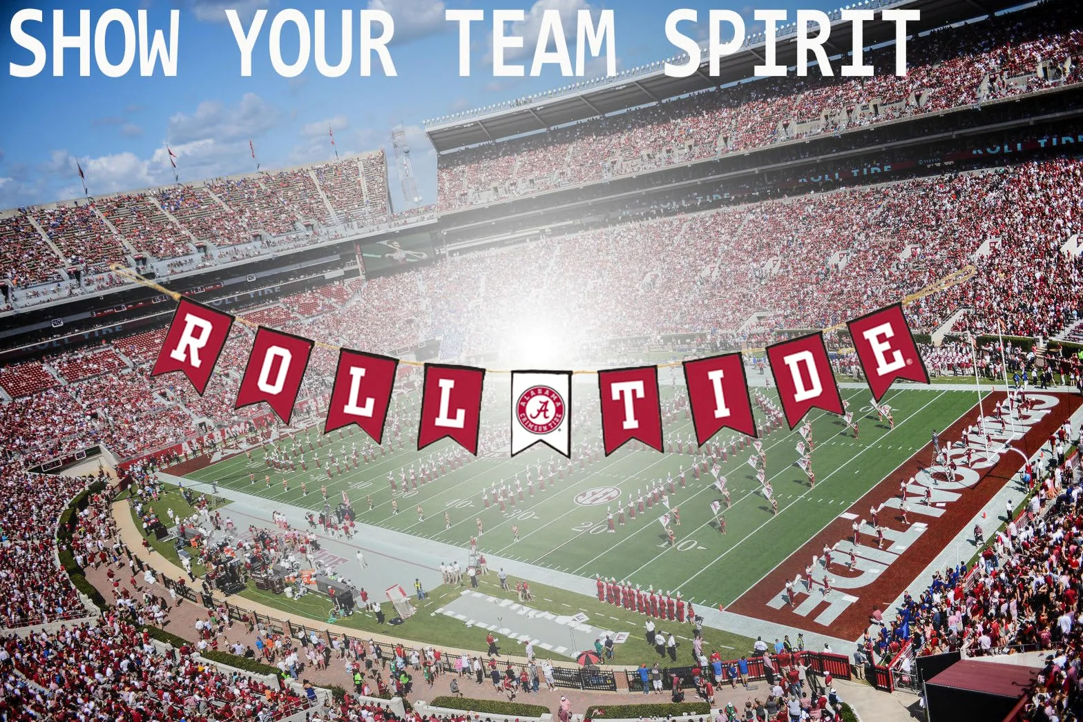 Hanna's Handiworks - Cartel de fiesta para portón trasero de Alabama Crimson Tide, para fiestas escolares, graduaciones, tela ligera, representa tu espíritu de equipo de la NCAA, parte 2 "Roll Tide"