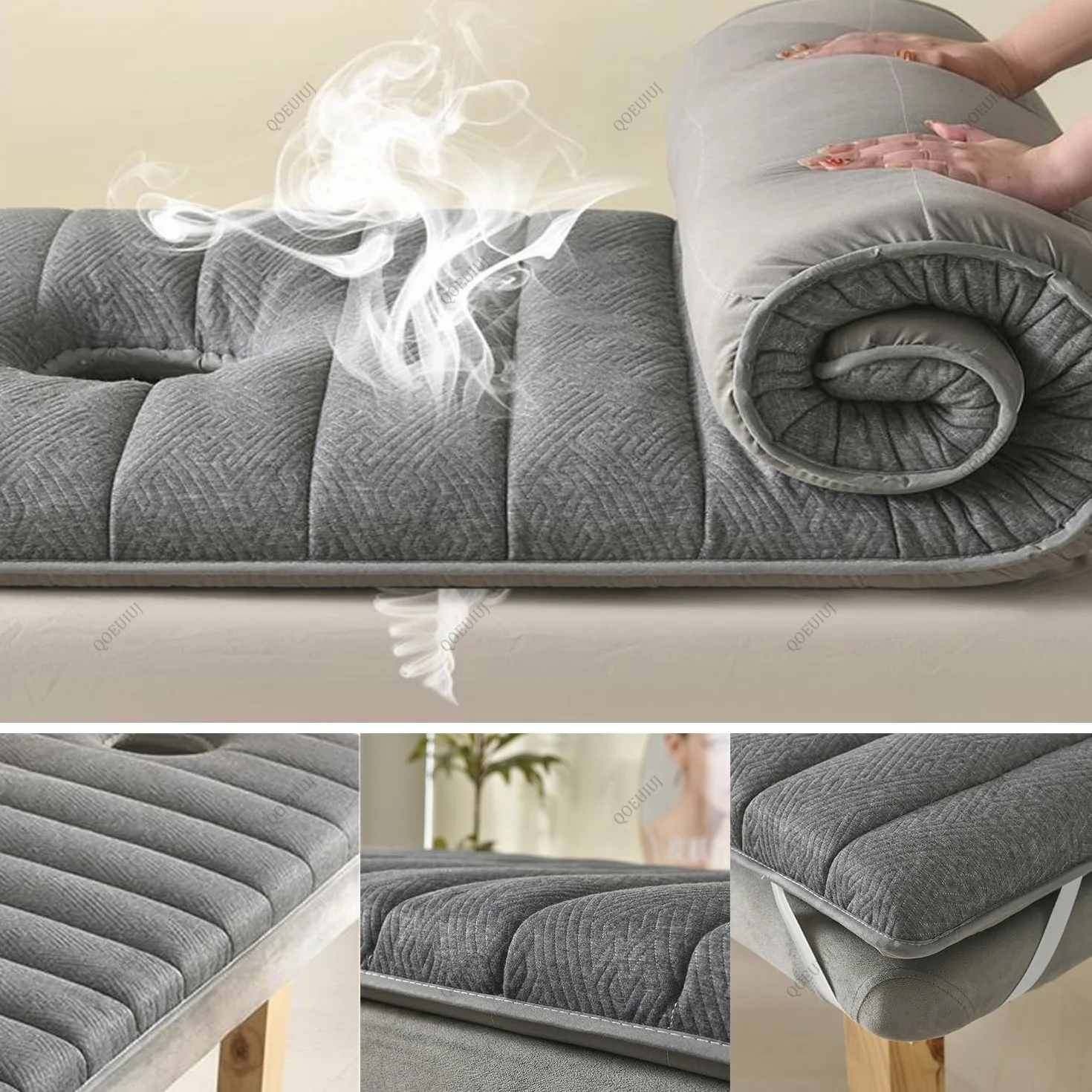 Colchón para Camilla de Masaje con Agujero Facial 180x60x6cm Espuma Alta Densidad Gris