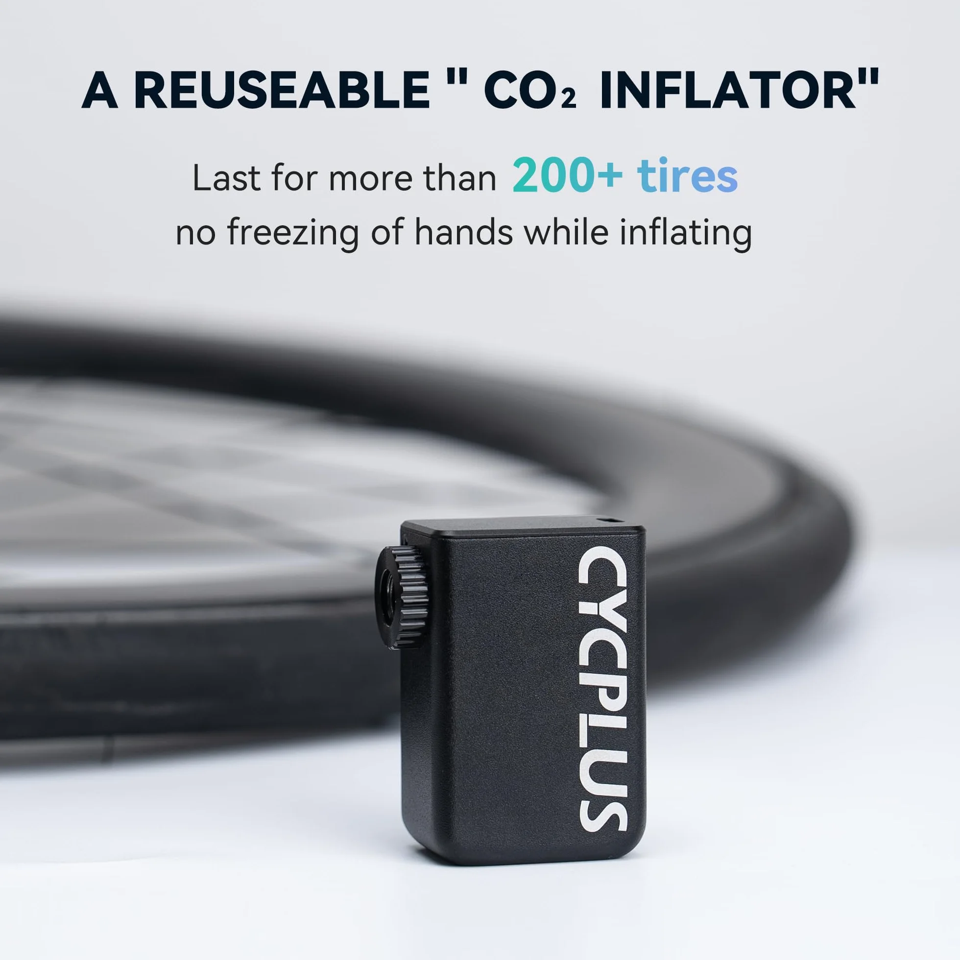 CYCPLUS Tiny E-Pump Bike Pump es una Ultra Mini Bomba de Bicicleta portátil. Tiene una Capacidad de 100 PSI y una batería (Ganador del Premio EUROBIKE 2023).