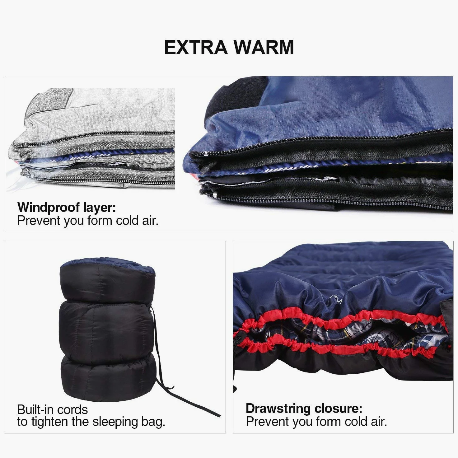 REDCAMP Saco de Dormir de Franela de algodón para Acampada, mochileros, para Adultos, para Clima frío, Tipo sobre, con Relleno de 0,9, 1,4 y 1,8 kg