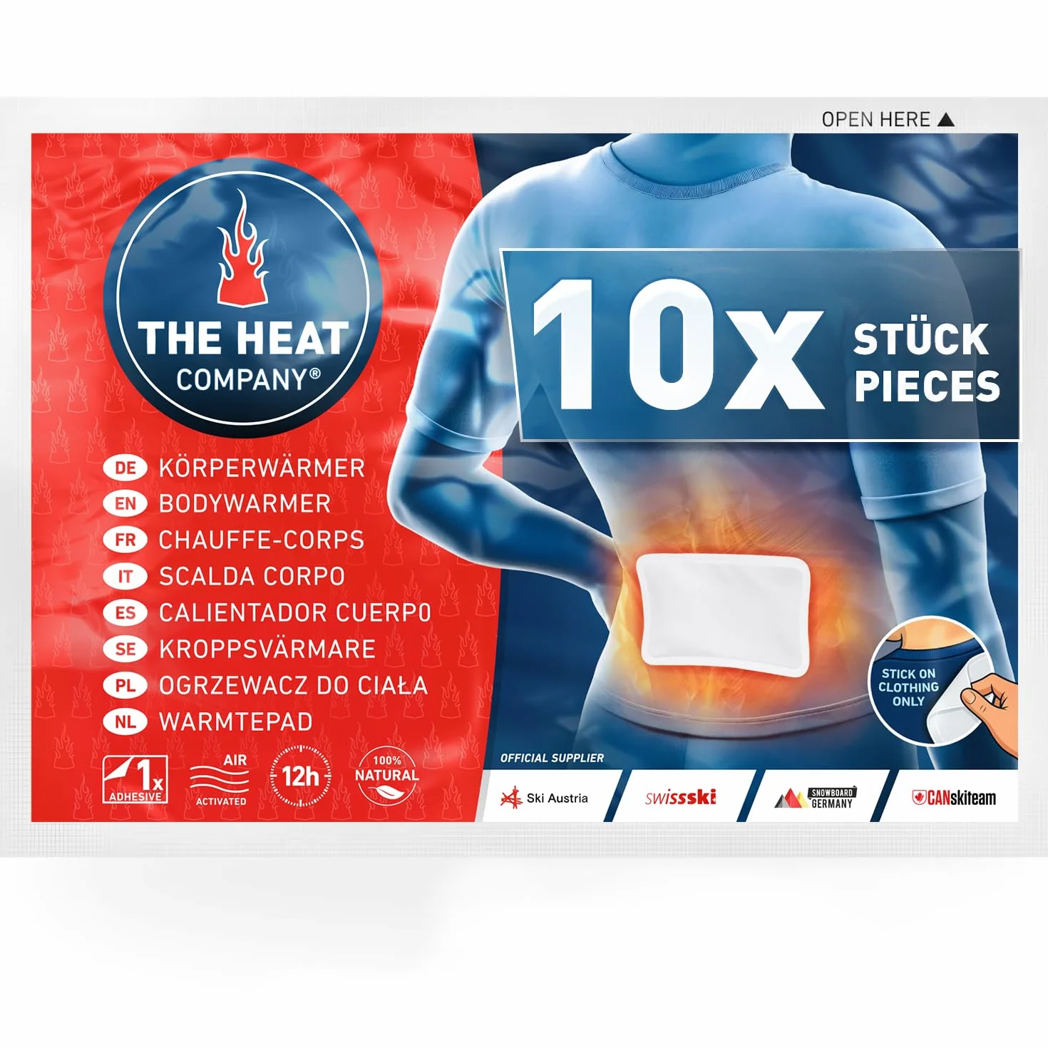 THE HEAT COMPANY Calentador Cuerpo 10 Piezas Adhesivo Espalda Cuello Calor 12 Horas Activado por Aire