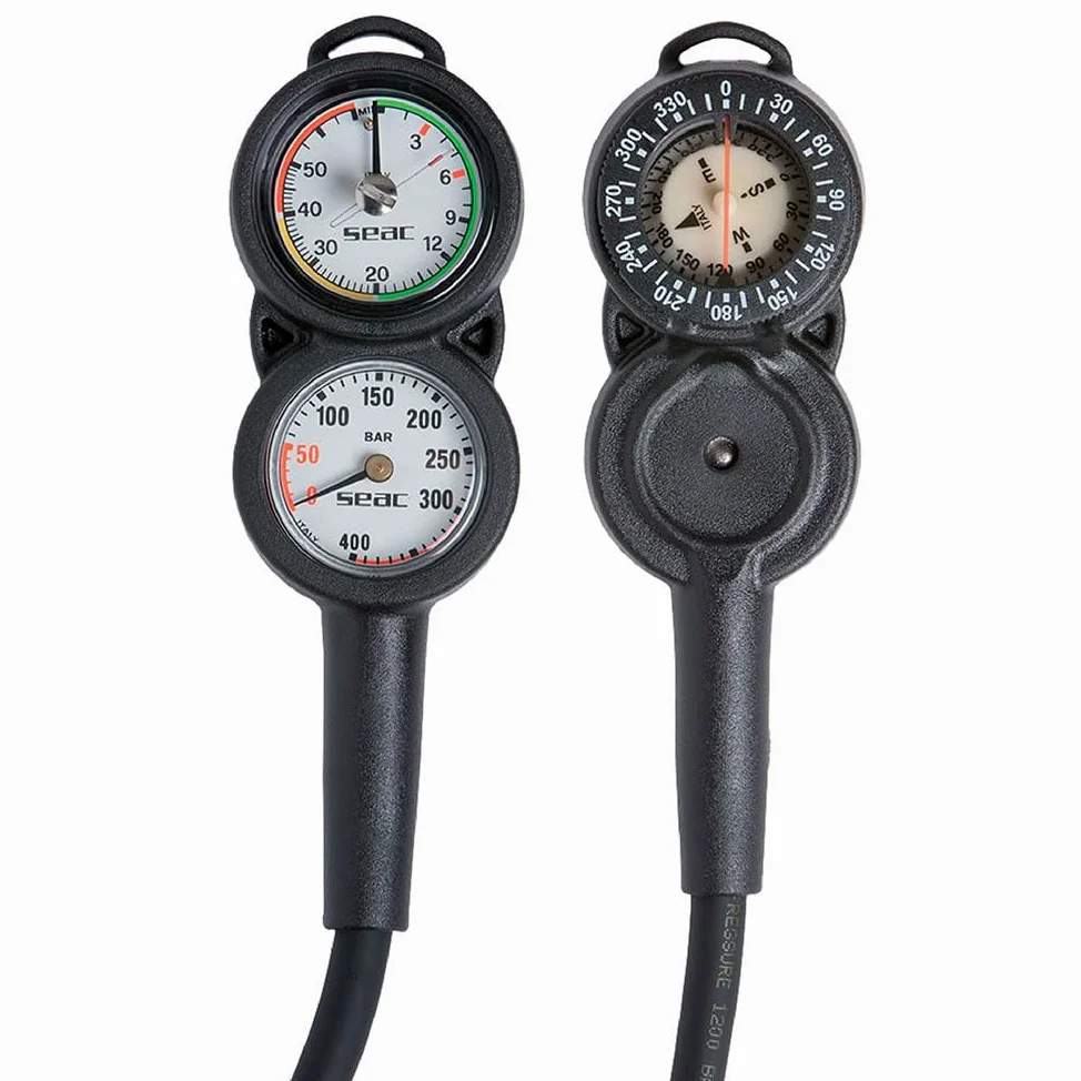 SEAC Sub 0000A/396 : Consola con Barometro, Profundimetro y Brujula Buceo, Negro, Estándar
