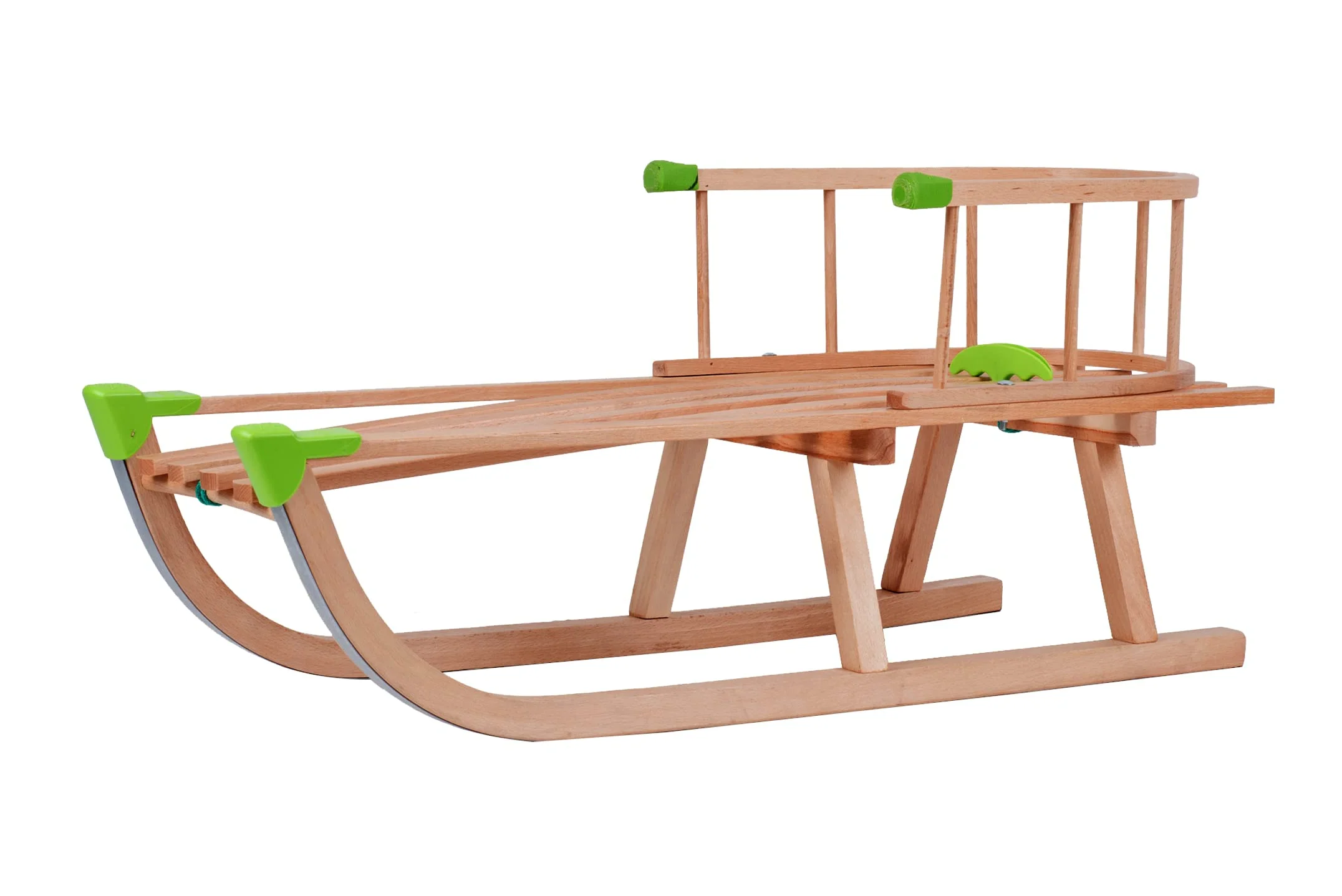 GaGadumi Trineo de madera de 90 cm con respaldo y cuerda de tracción, trineo duradero para niños y adultos, trineo de madera FSC
