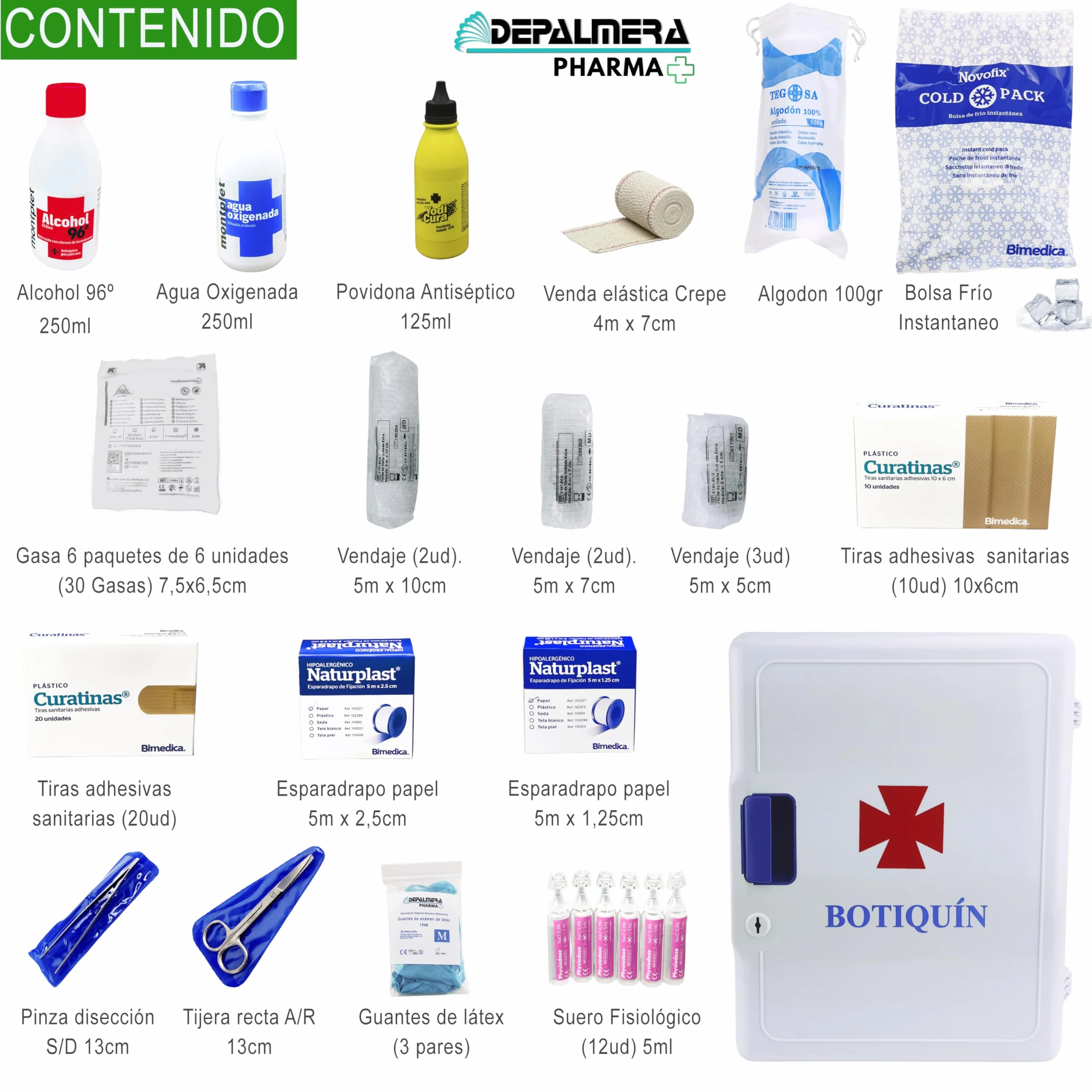Pharma Armario Botiquin Primeros Auxilios Grande de Pared Homologado Completo