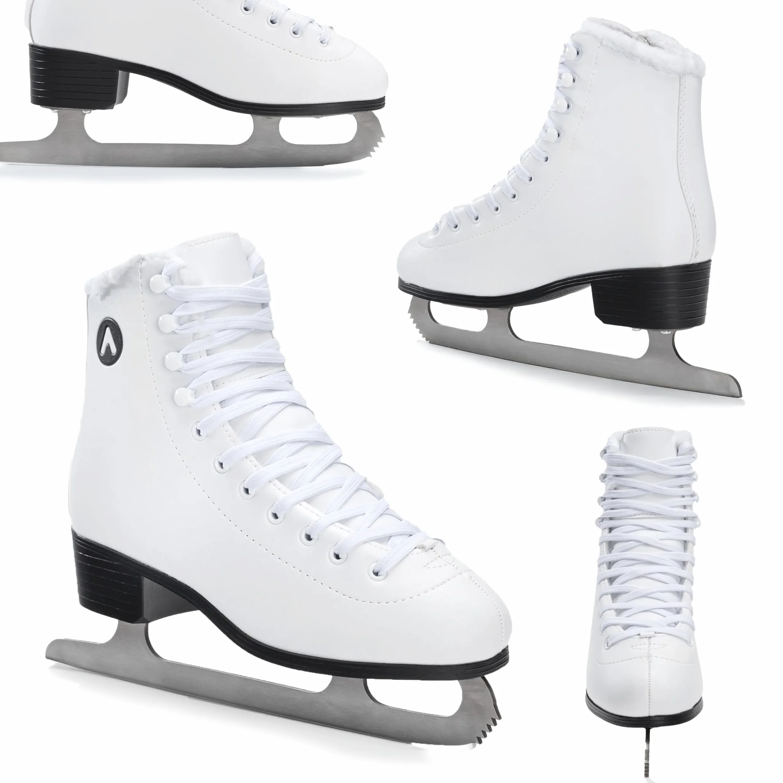 ATTABO Patines Artísticos de Hielo Mujeres 36-41 EU Acero Inoxidable Blanco