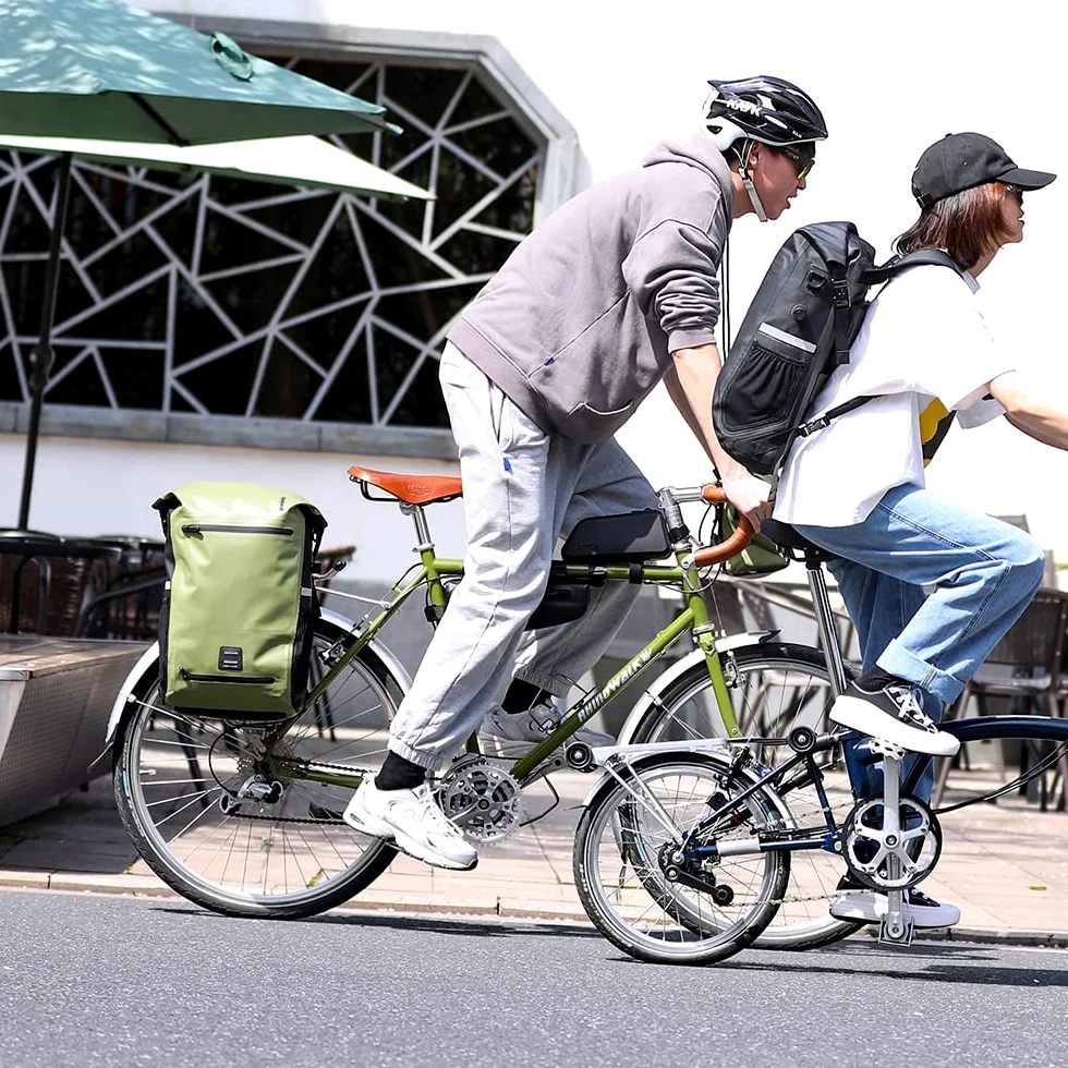 Rhinowalk Bolsa para Bicicleta Impermeable de 22 L, de Hombro y Viaje, Accesorio de Ciclismo Profesional, Negro