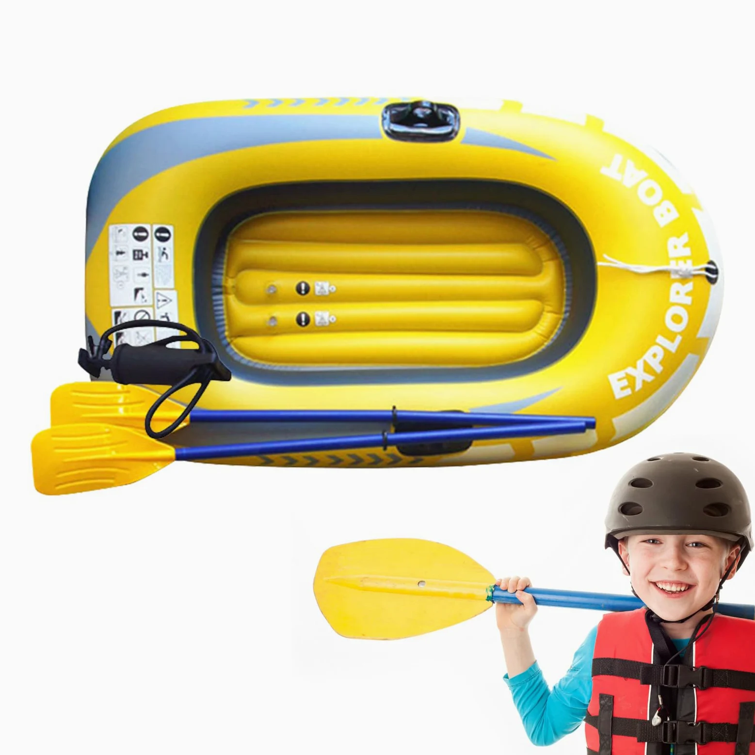 Inflable para Adultos: Kayak de Doble PVC, balsa Plegable portátil | Buque pesquero engrosado, 1 2 personas en bote inflable para el agua a la deriva al aire libre deportes de verano de verano r
