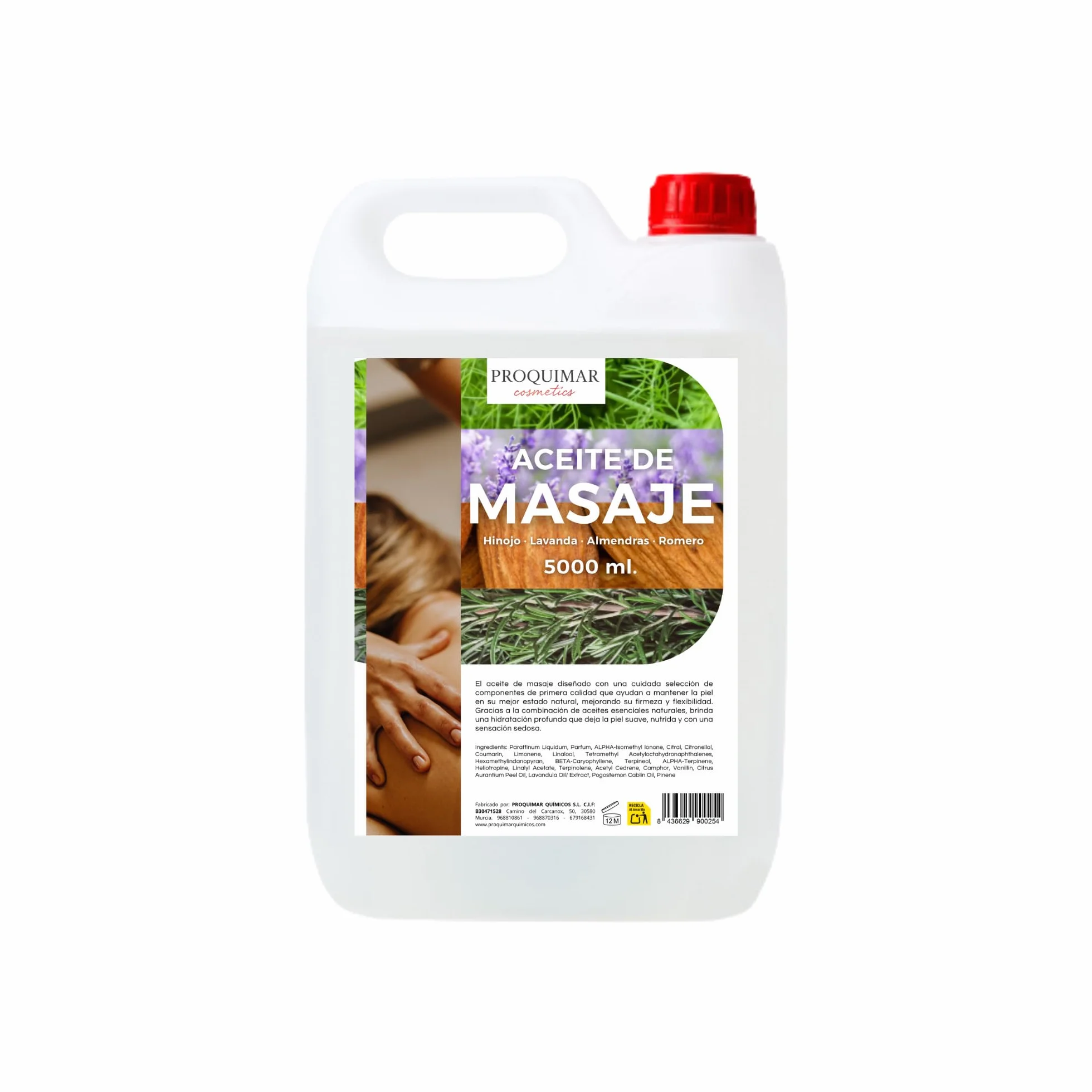 Aceite de Masaje con Romero, Almendra, Lavanda e Hinojo 5 Litros