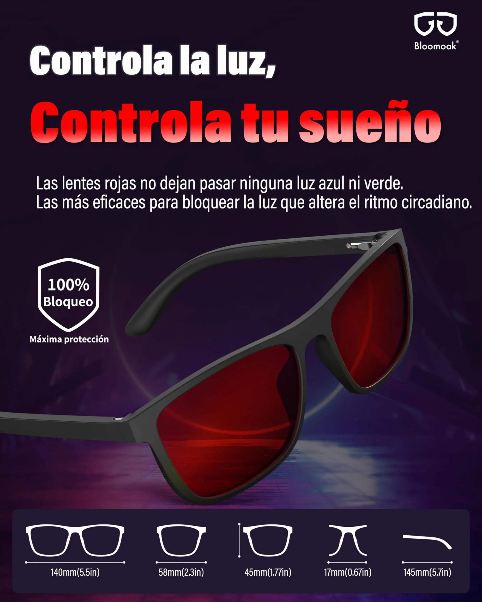 Bloomoak Gafas de bloqueo de luz azul TR90 Antideslumbrantes Antifatiga