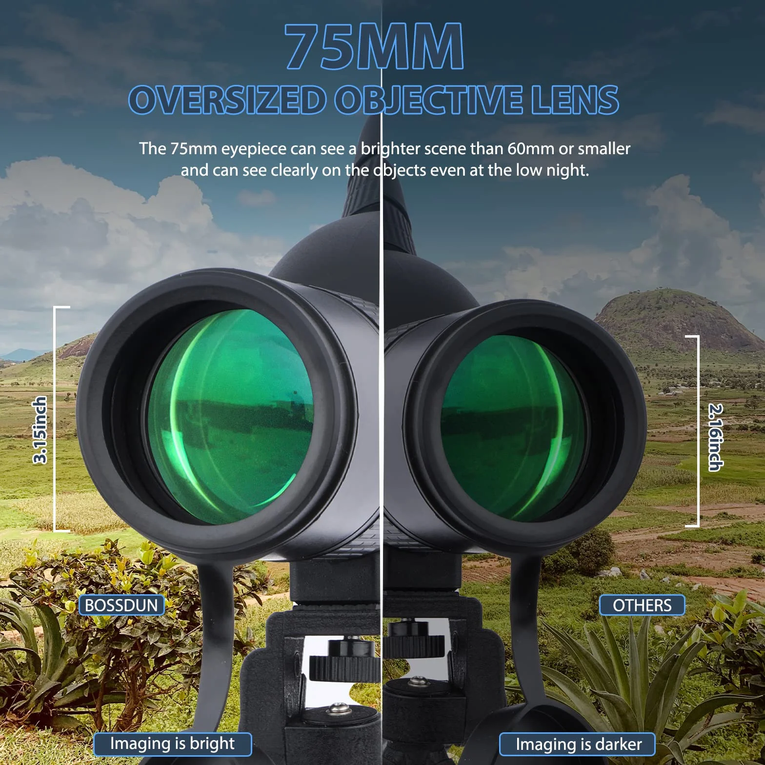 Telescopio Terrestre 12-36x50 HD con Trípode, Bolsa de Transporte y Adaptador de Teléfono Inteligente para Observación de Aves, Observación de Estrellas, Tiro con Arco, Paisaje de Vida Silvestre