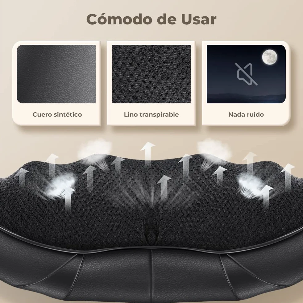 Masajeador de Cuello y Hombros con Calor 4D Shiatsu Cervical y Espalda Intensidad Ajustable