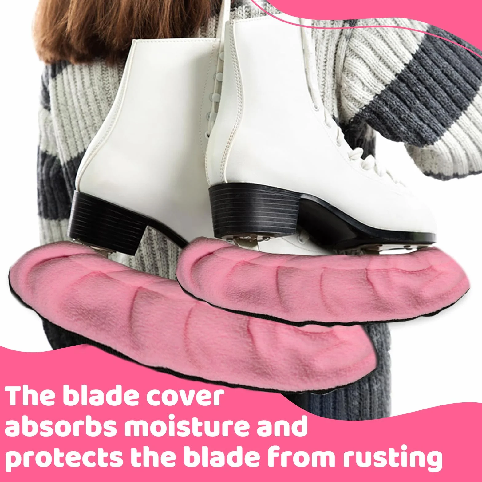 JSTHHTT 1 Pares de Protectores de Cuchillas para Patines de Hielo, Protectores Patines De Hielo, Funda Protectora para Hockey sobre Hielo, Protectores de Patinaje Artístico para Jóvenes (Negro)