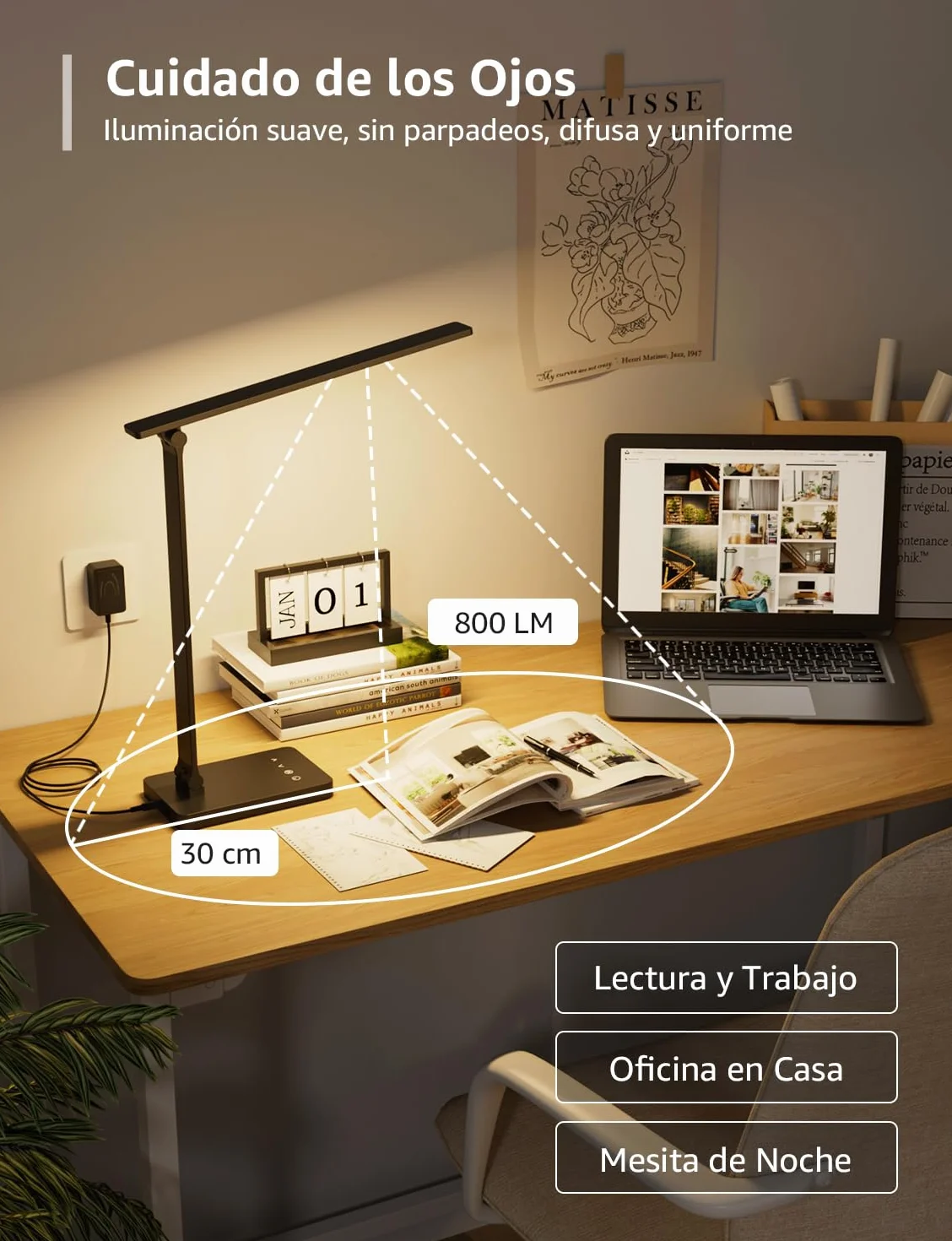 Lepro Lámpara LED Escritorio 9,2W 750LM 5 Colores 5 Niveles Brillo Regulable Mesa Oficina Negro
