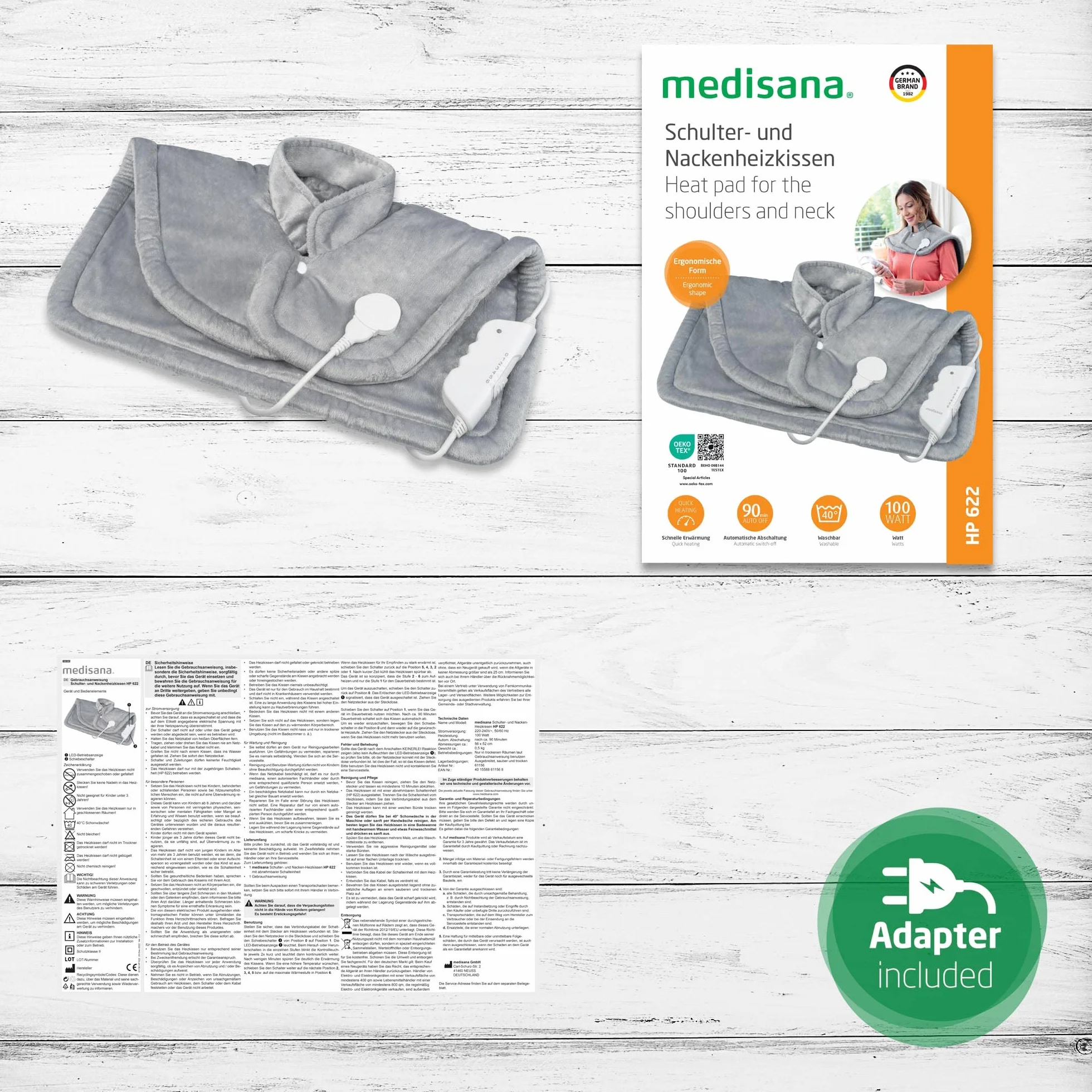 Medisana HP 622 Almohadilla térmica para cuello y hombros, 6 niveles, Gris