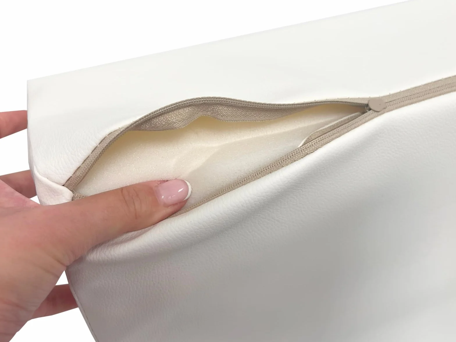 QUIRUMED Cojín cuña 40x50x13 cm Blanco Polipiel Ergonómico Apoyo Espalda