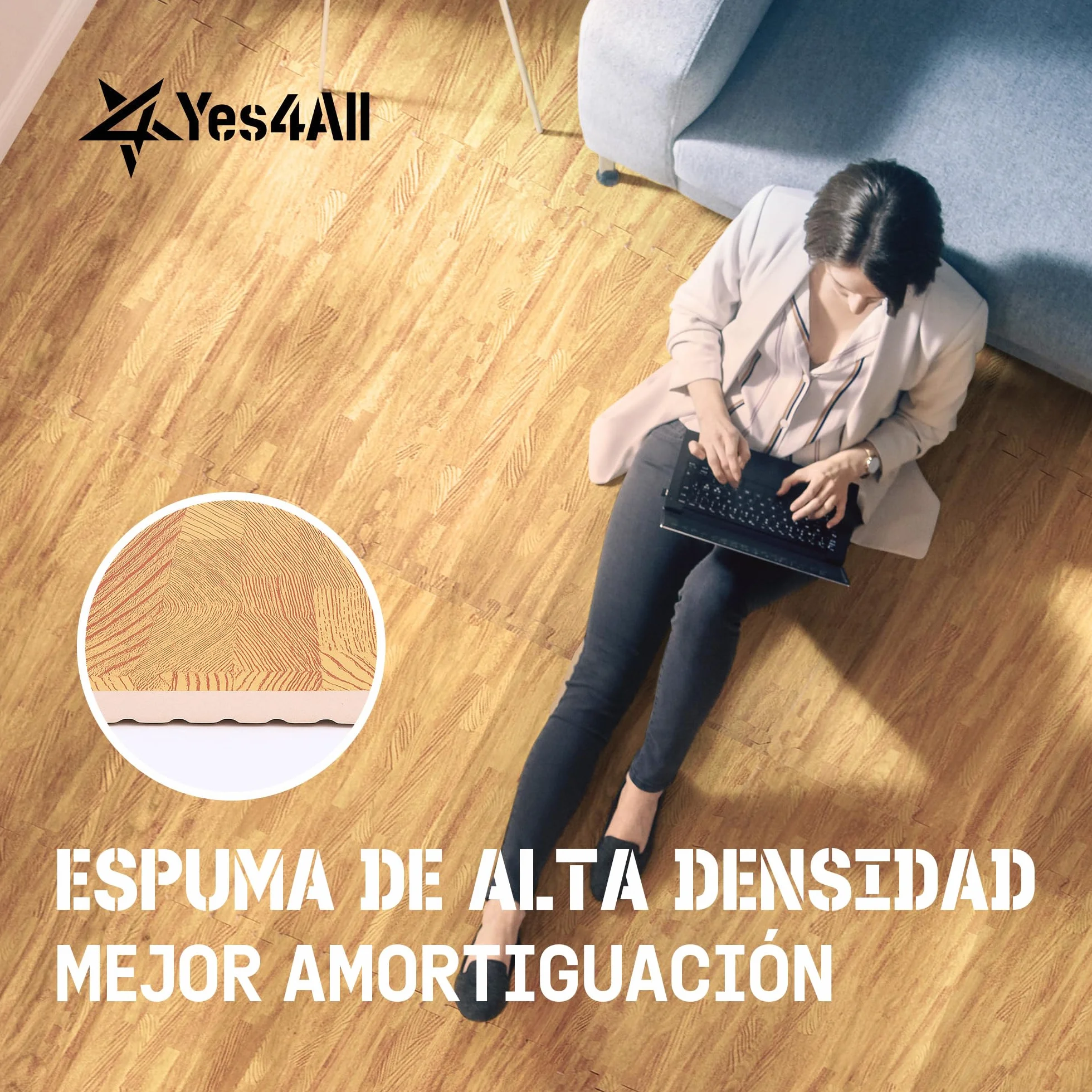 Yes4All 60x60 cm hasta 11,1 m² Juego 6/12/30 Baldosas de espuma EVA, alfombra de espuma, alfombra de gimnasio, alfombra de enclavamiento, suelo de garaje, piscina al aire libre, bañera de hidromasaje