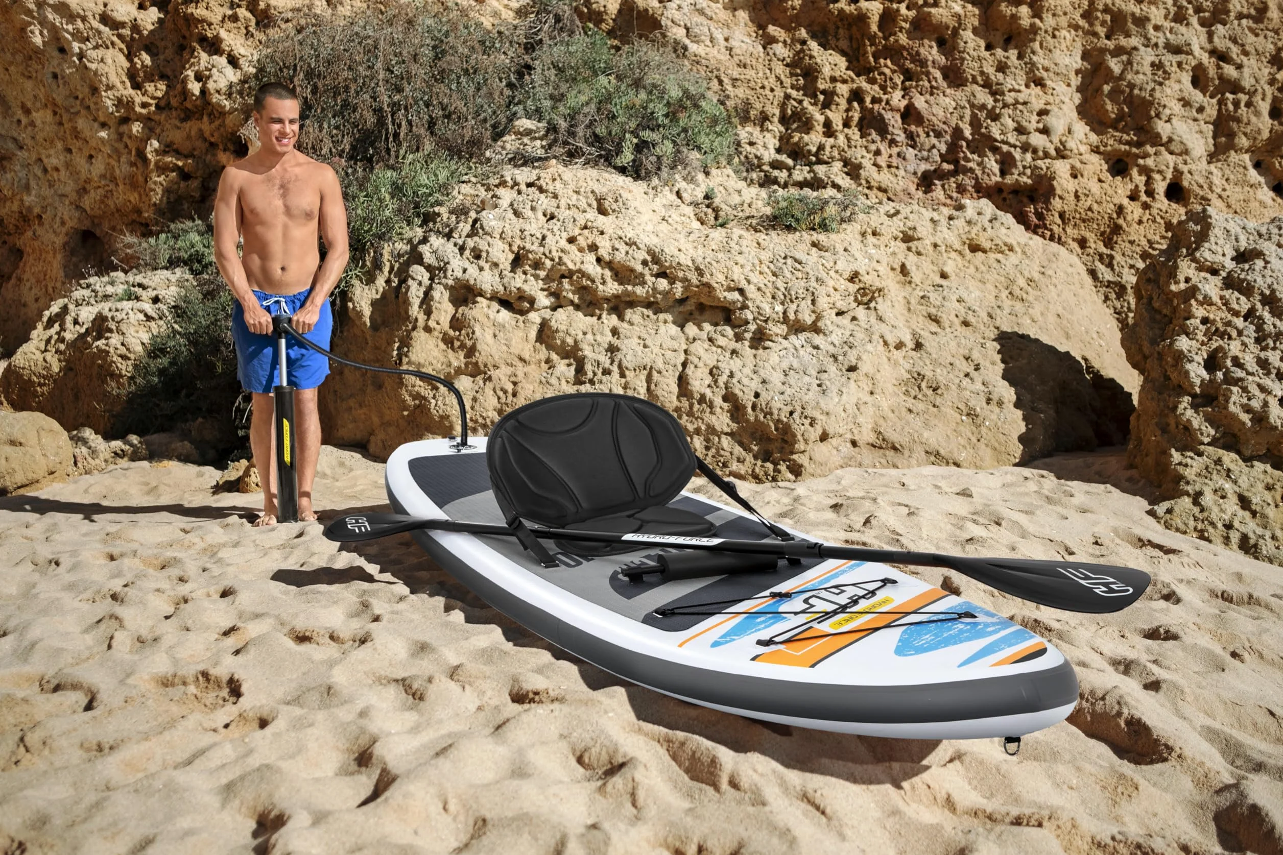 BESTWAY Paddle Kayak gonflable et transformable, Hydro-Force White Cap - 305 x 84 x 12 cm