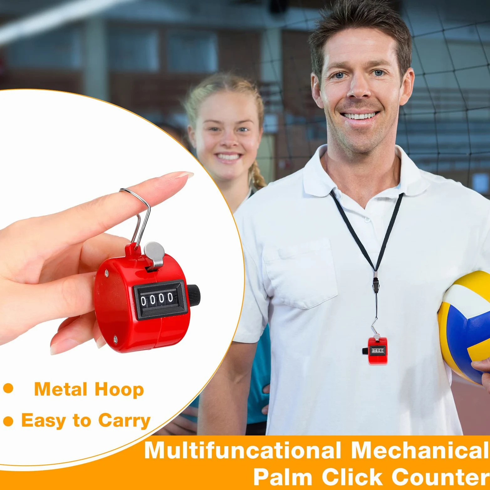 Hoteam Contador de mano con 4 números digitales, contador de tono mecánico de mano, para entrenar, tejer, gente, regazo, pesca, golf, deporte, remo, evento escolar