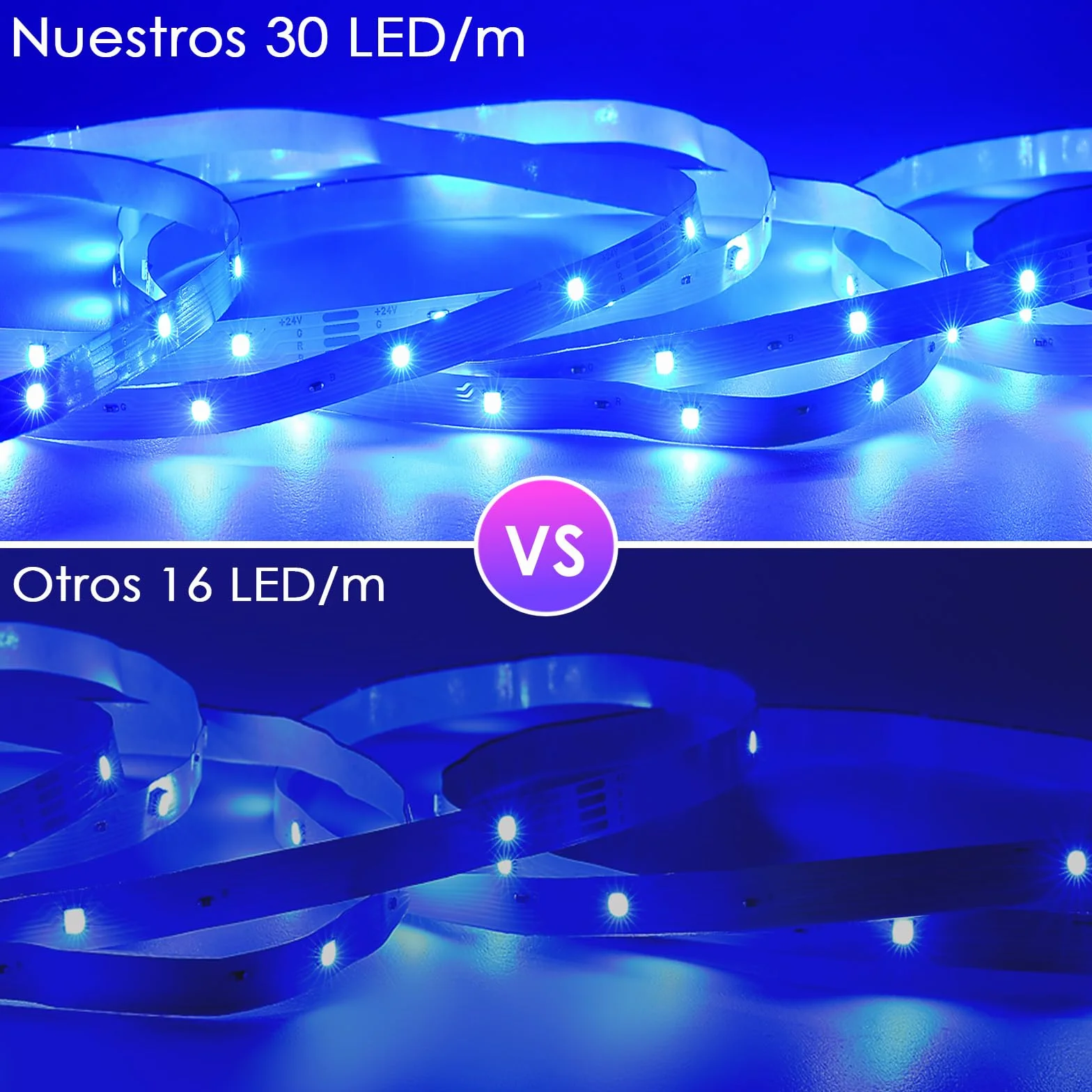 HOVVIDA Tira LED 5M 30 LED/Metro 24V RGB Luces LED APP Mando a distancia Modo de Música