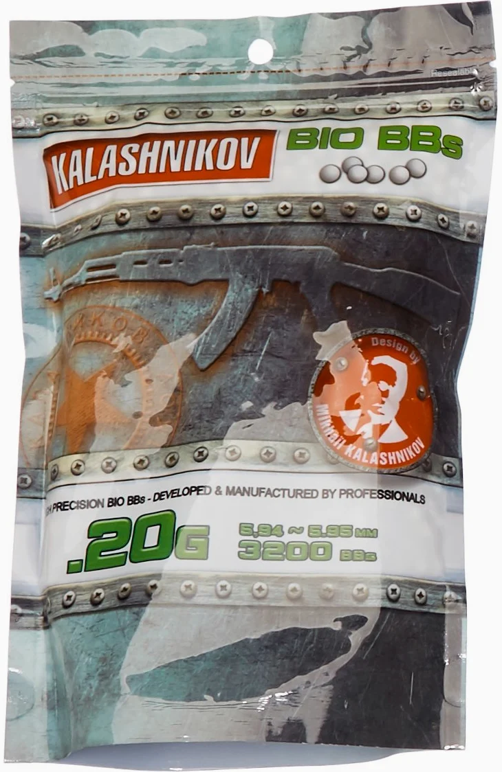 Balines Biodegradables Kalashnikov para Pistola de Bolas 3200 Unidades 0,20 g