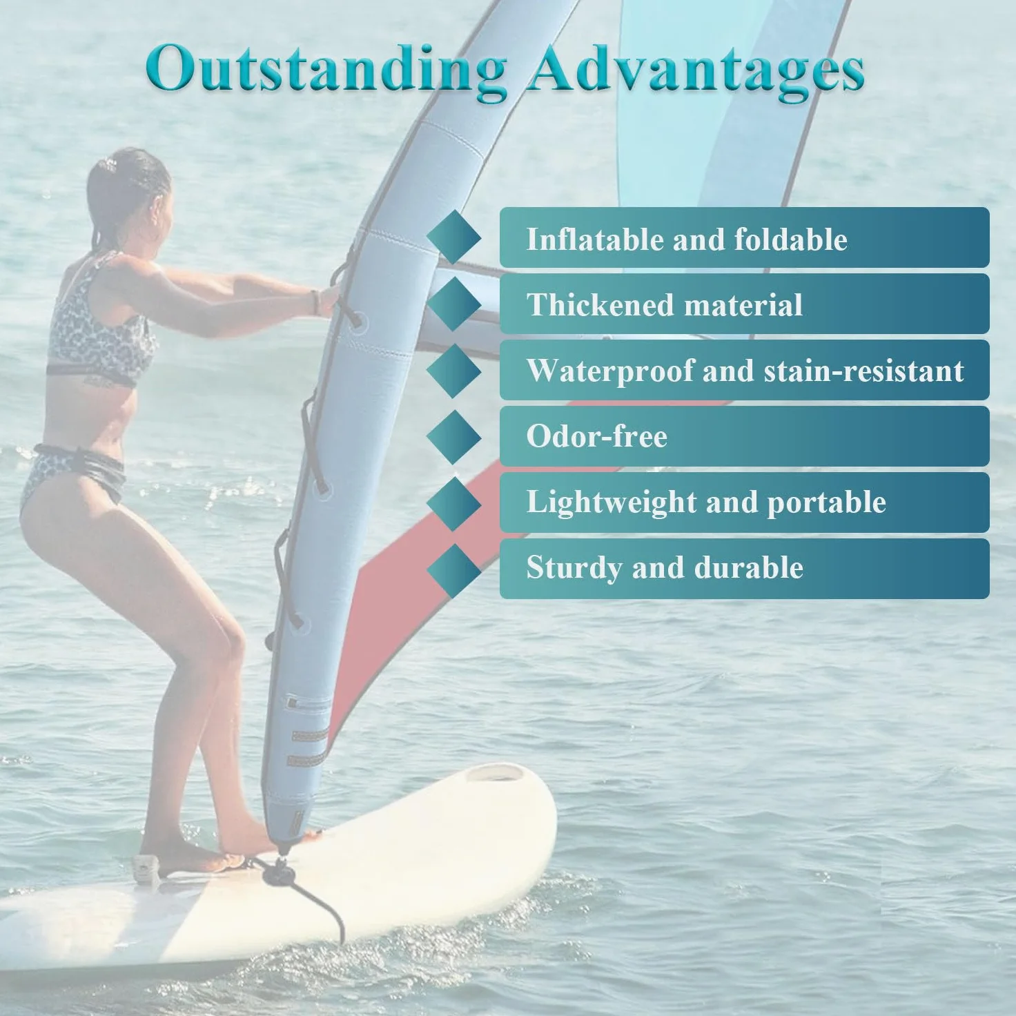 Tabla de Paddle Surf de Tela Oxford + Vela de Windsurf de PVC, Tabla de Windsurf Independiente, Vela de Windsurf Inflable Profesional para Adultos de 4,35 m × 1,88 m