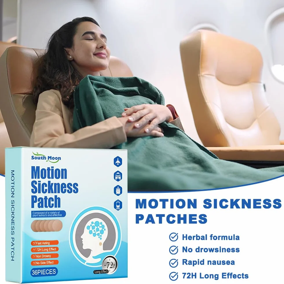 36PCS Parches para Mareo por Movimiento, Alivie Rápidamente Vómitos, para Viajes en Coche y Barco